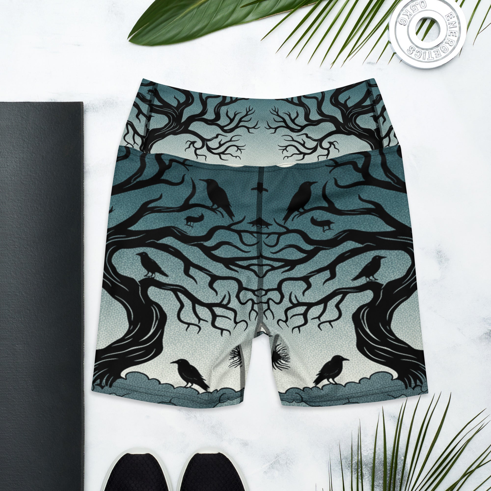 Haunted Forest Silhouette Yoga Shorts | GearBunch