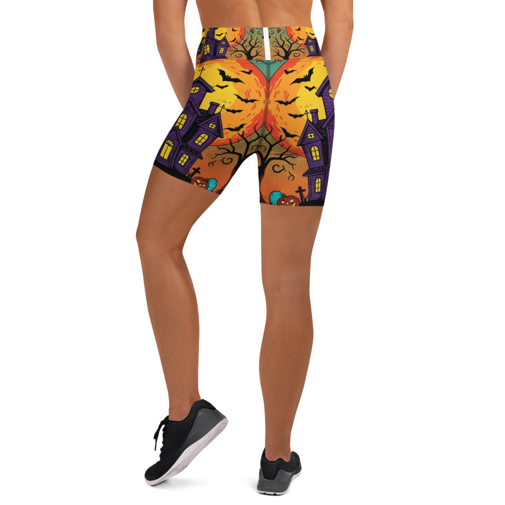 Haunted Manor Twilight Yoga Shorts | GearBunch