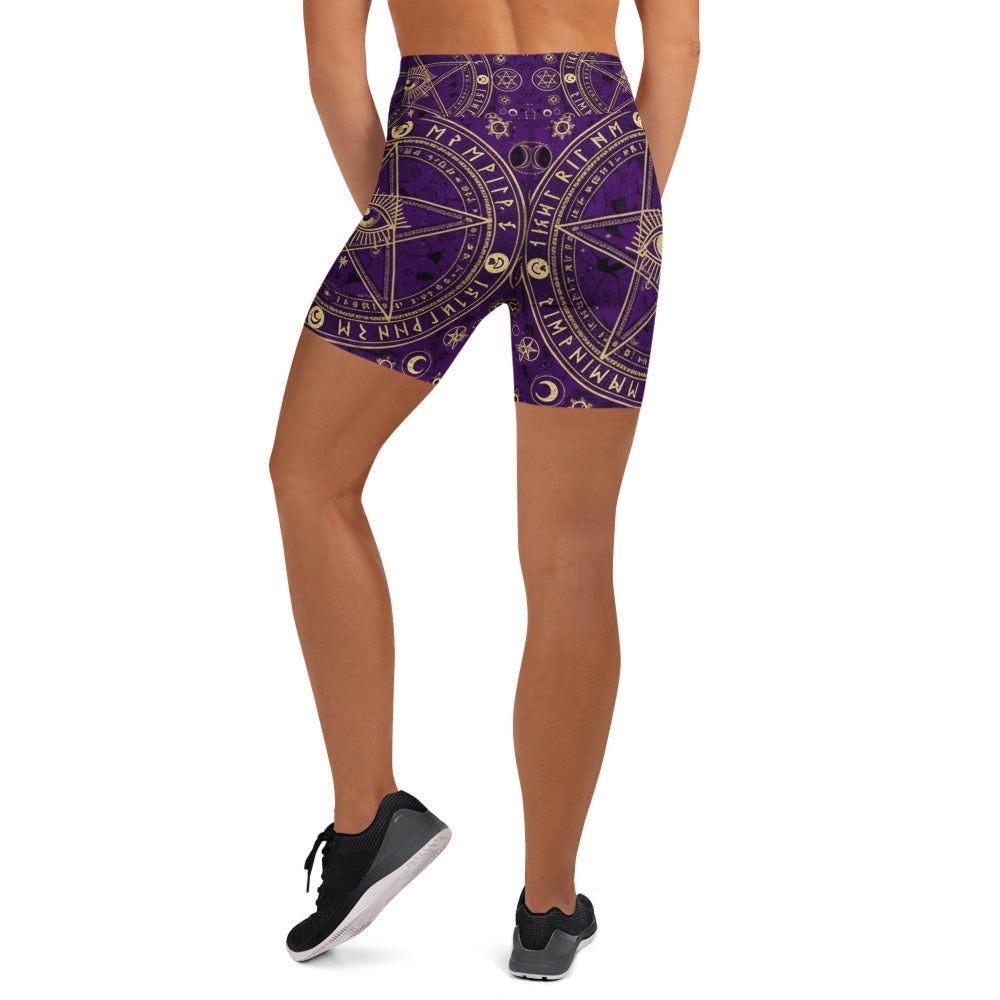 Pentagram Geometric Mystic Yoga Shorts | GearBunch