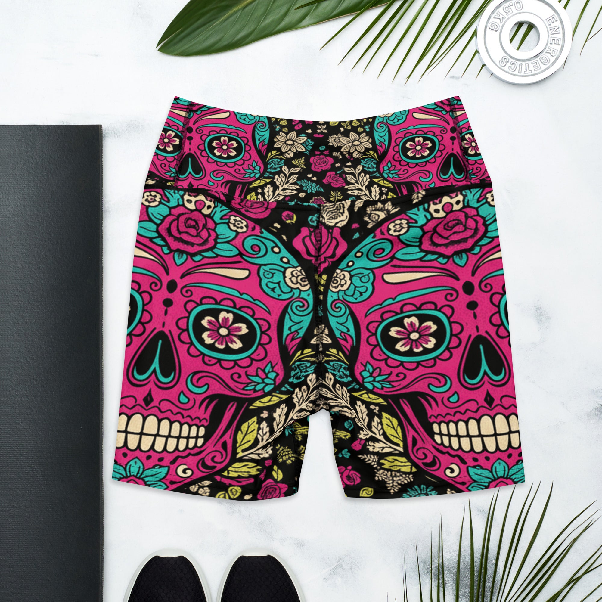 Sugar Skull Botanica Yoga Shorts | GearBunch