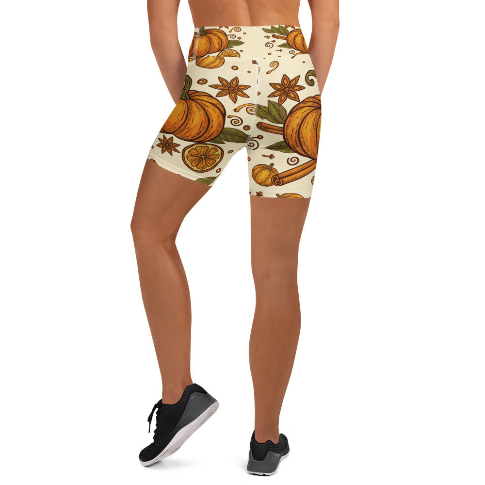 Pumpkin Spice Botanical Yoga Shorts | GearBunch