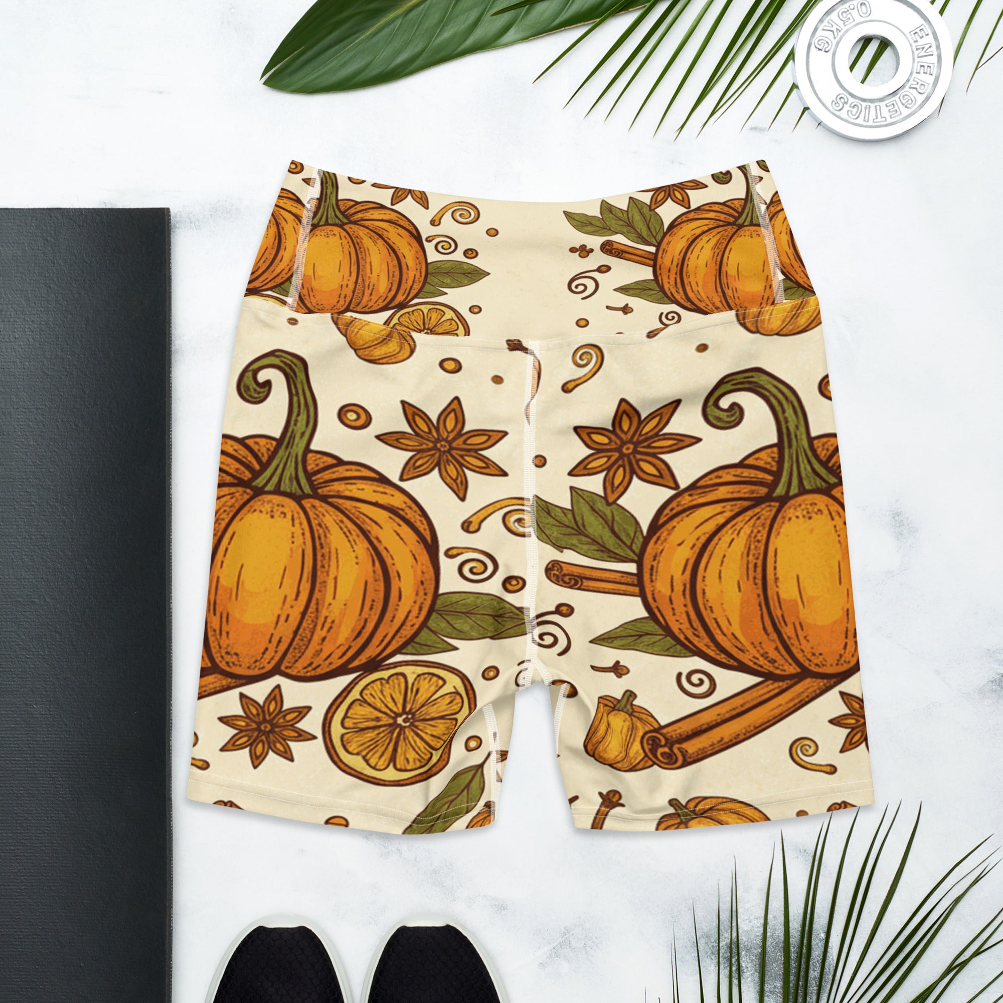 Pumpkin Spice Botanical Yoga Shorts | GearBunch