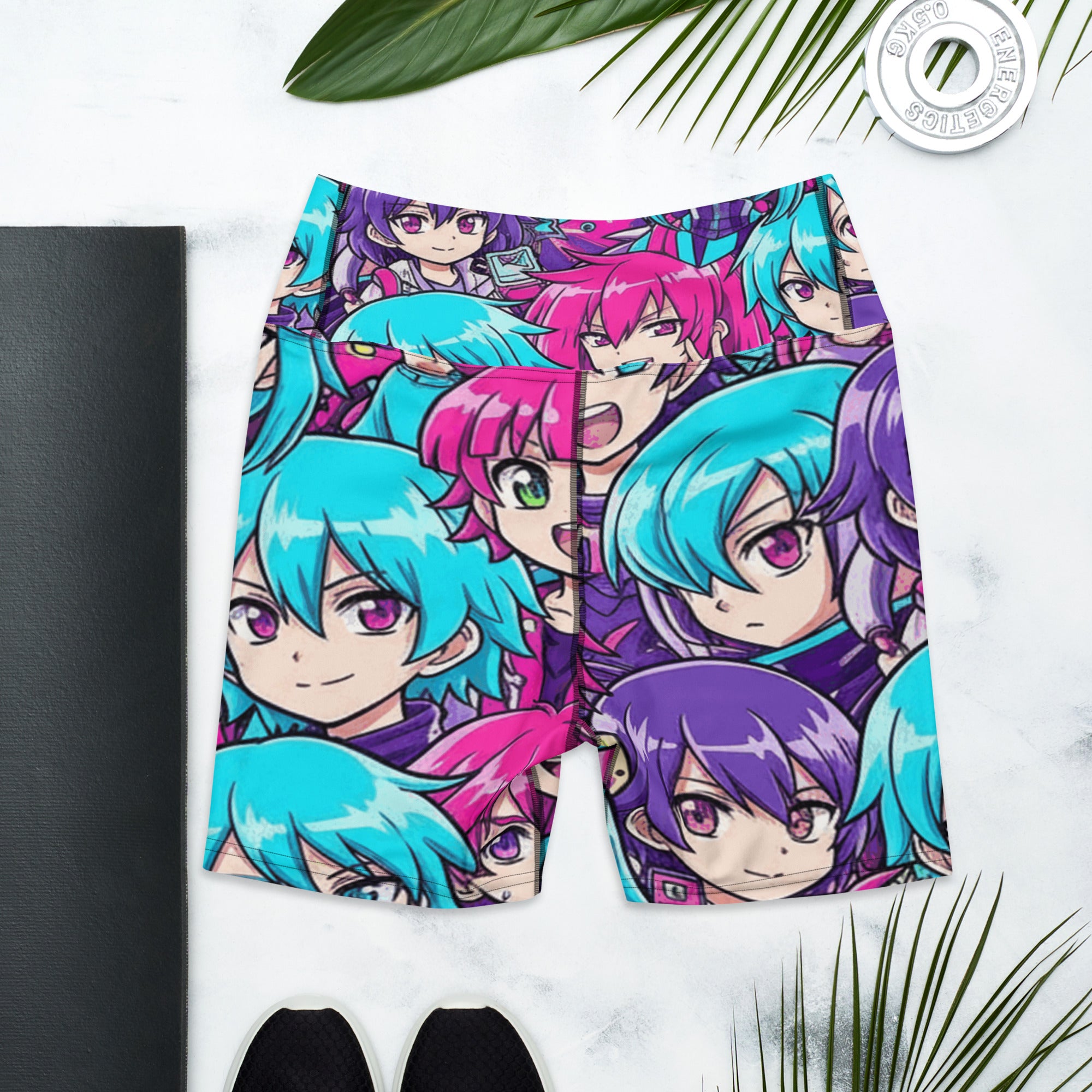 Anime Collage Cyberpunk Yoga Shorts | GearBunch