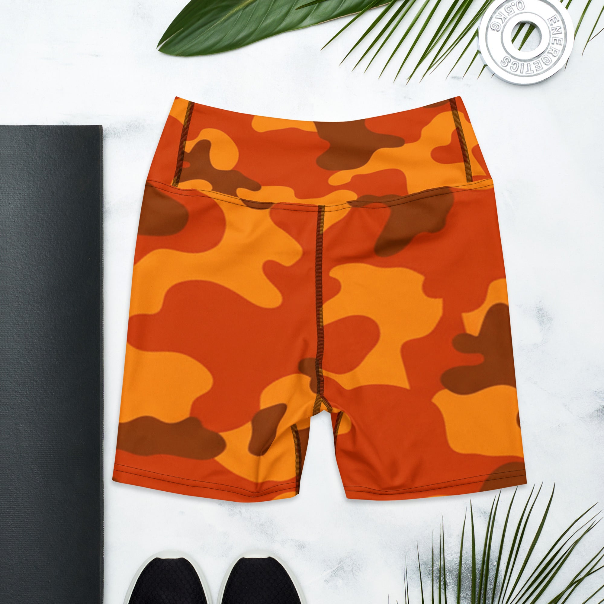Burnt Orange Camo Yoga Shorts | GearBunch