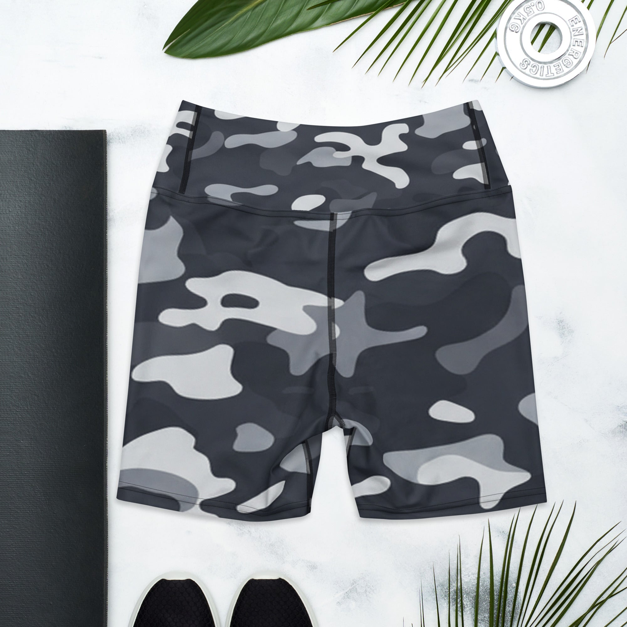 Charcoal Steel Camo Yoga Shorts | GearBunch