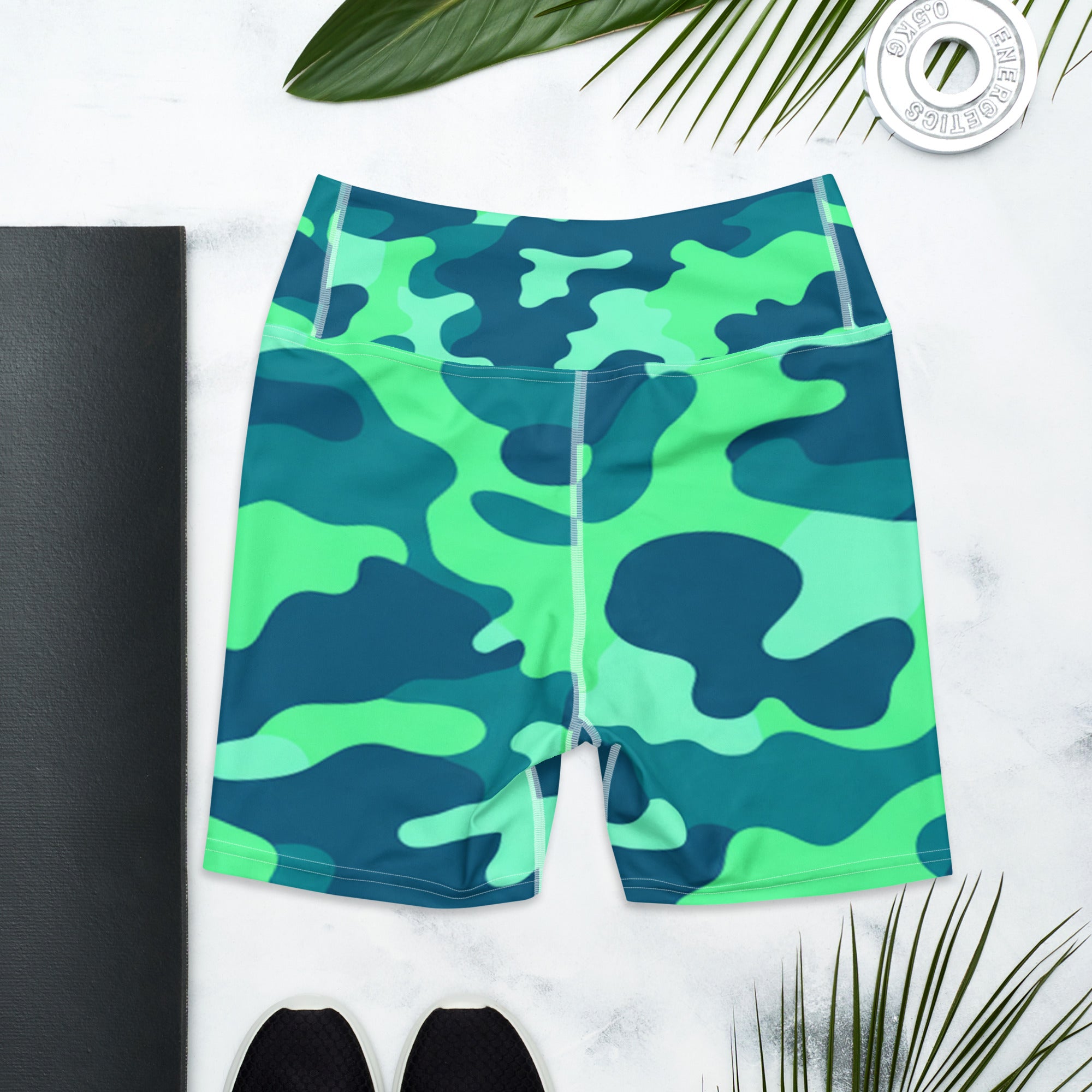 Ocean Teal Camo Yoga Shorts | GearBunch