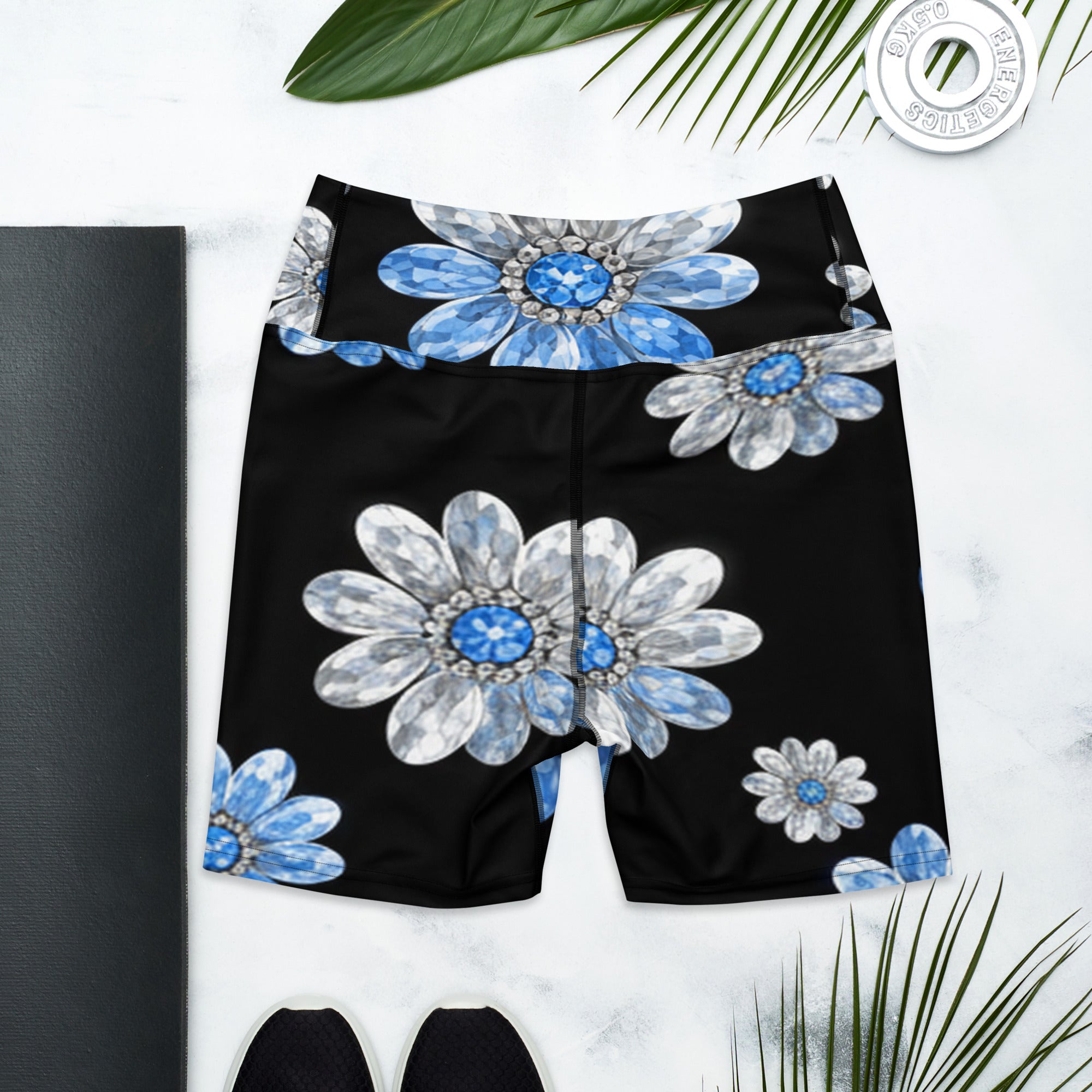 Silver Daisy Yoga Shorts | GearBunch