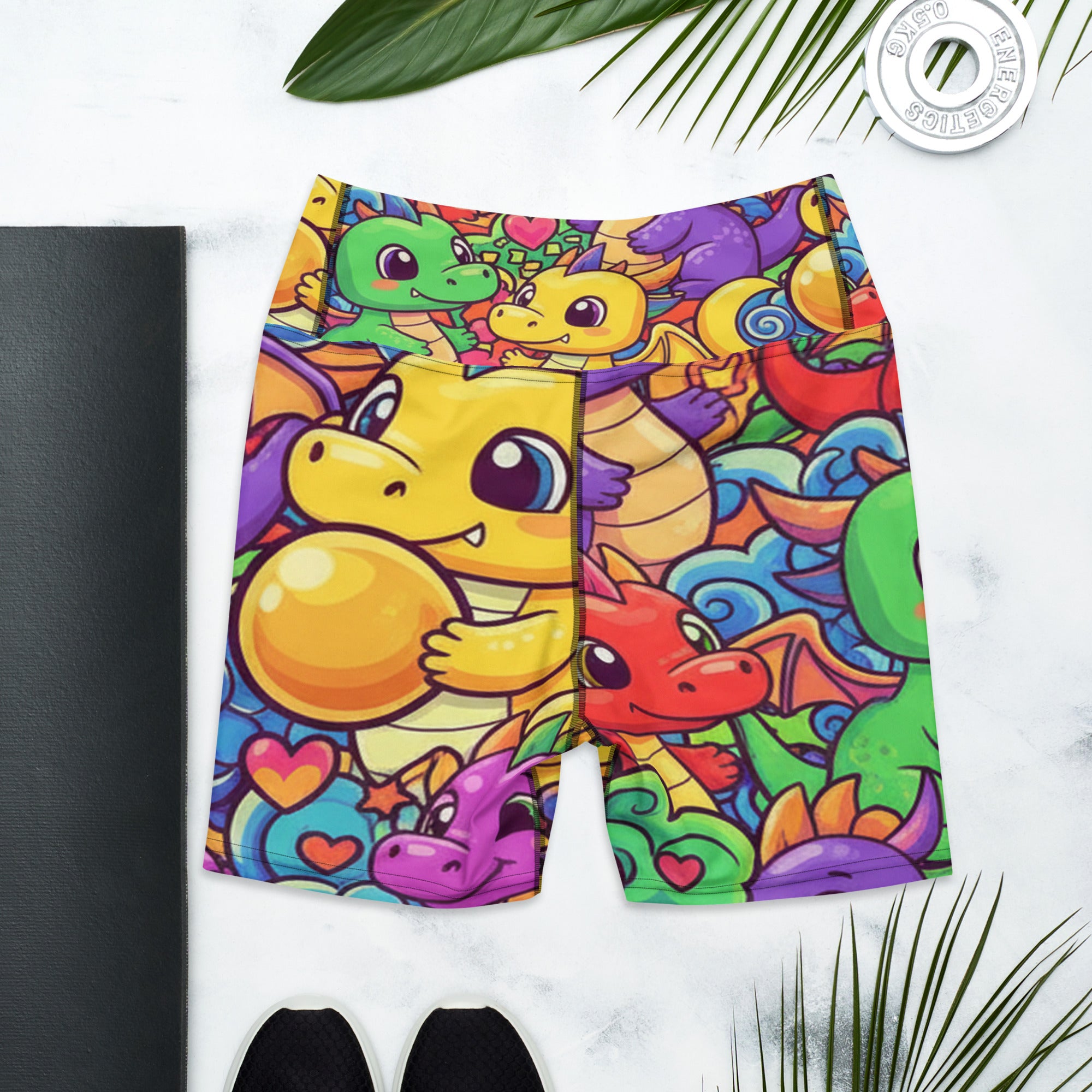 Vibrant Dragon Fantasy Yoga Shorts | GearBunch