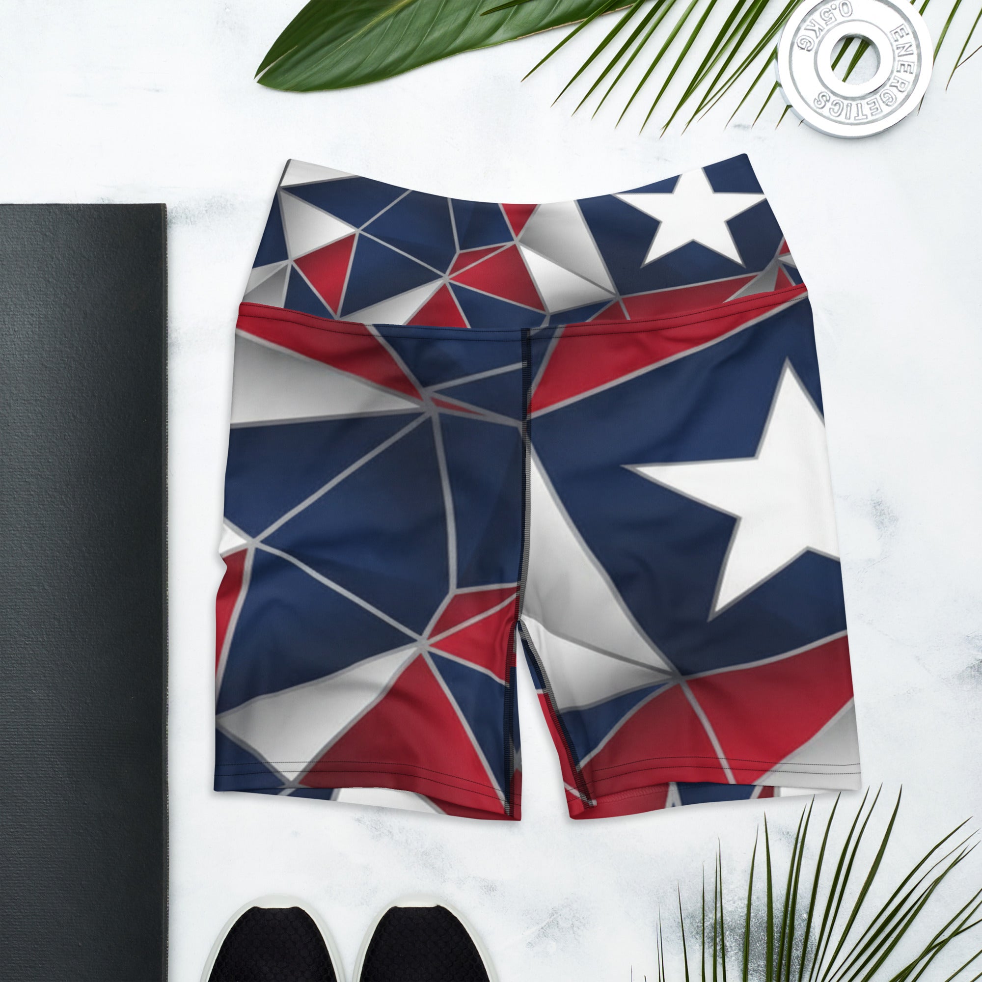 Geometric Flag Prism Yoga Shorts | GearBunch