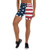 Women's stars and stripes drip yoga shorts front view