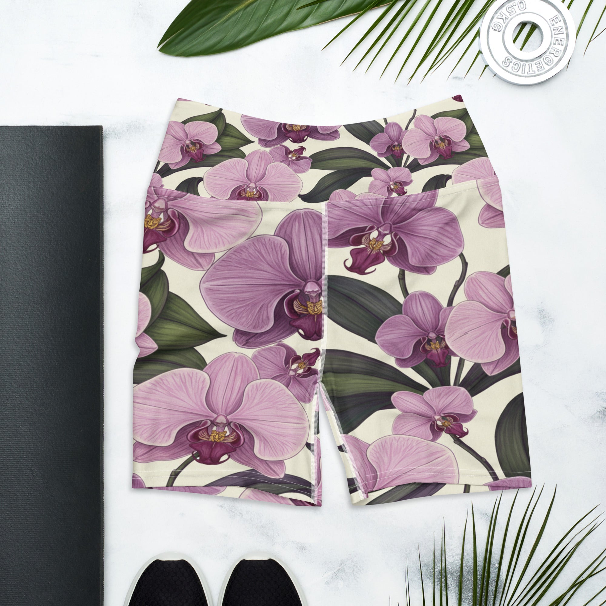Pink Orchid Botanical Yoga Shorts | GearBunch