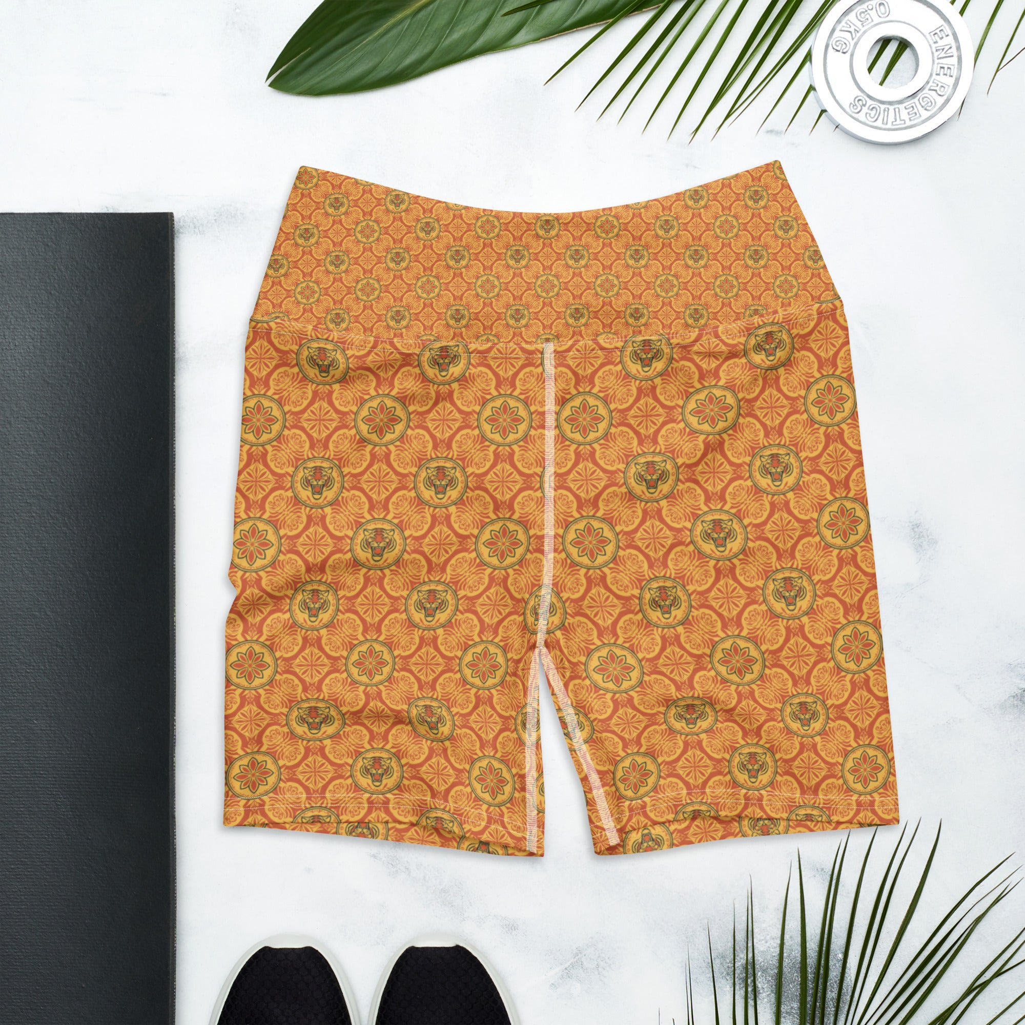 Striped Vintage Tiger Yoga Shorts | GearBunch