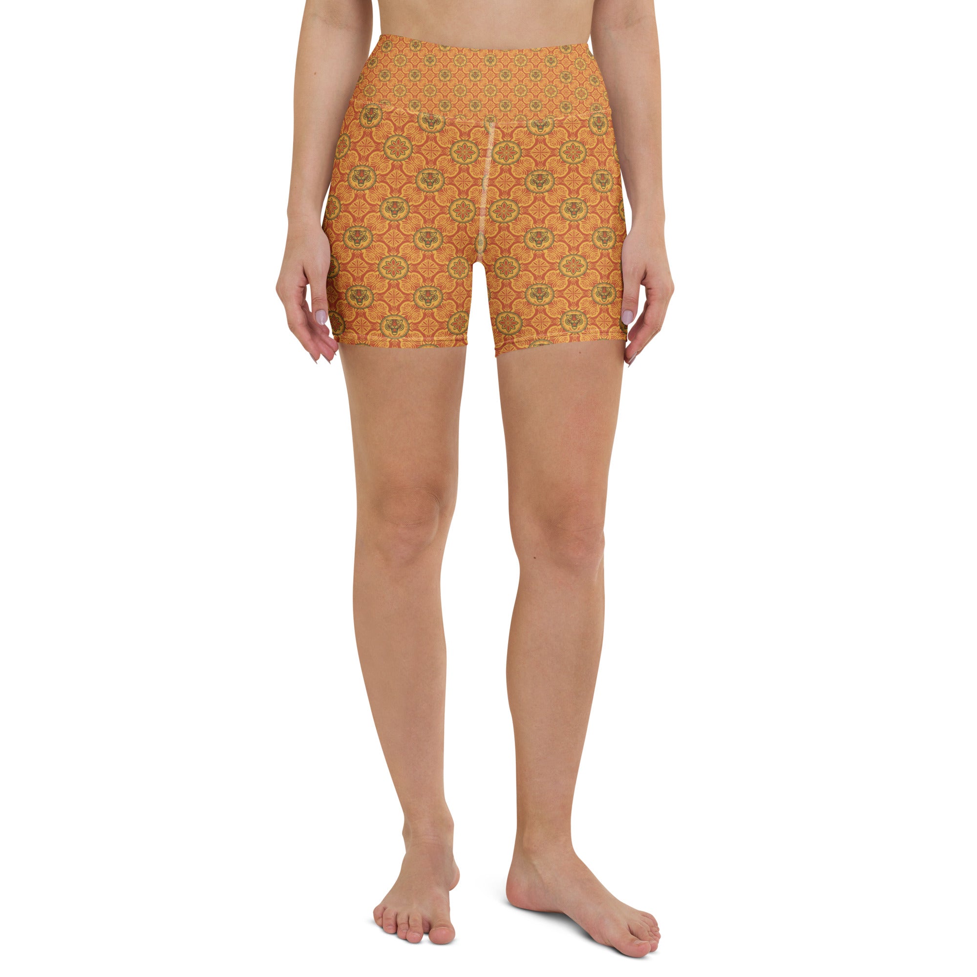 Striped Vintage Tiger Yoga Shorts | GearBunch
