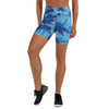 Women's electrik blue ferns printed yoga shorts front view