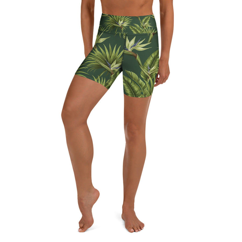Tropical Palm Grove Yoga Shorts | GearBunch