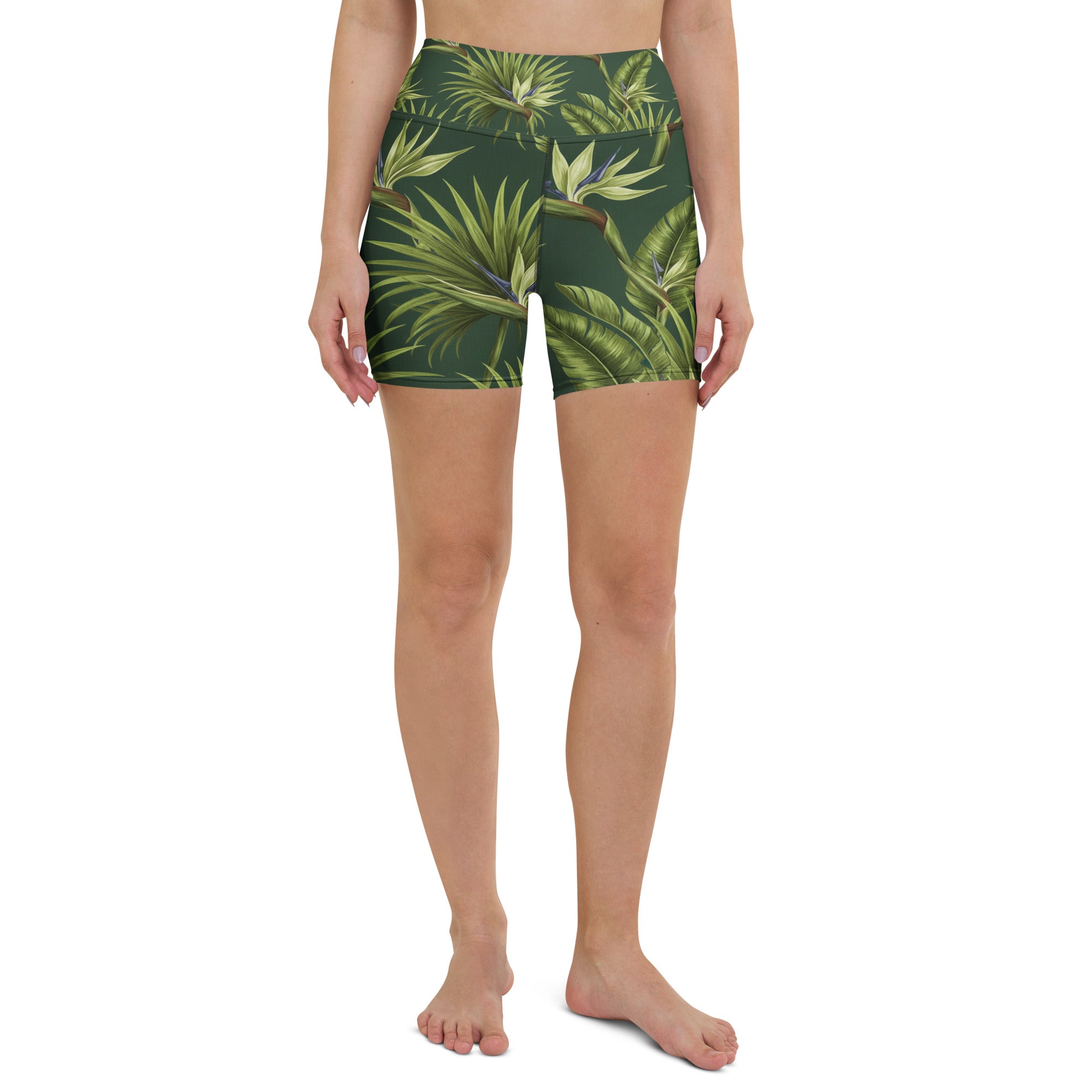 Tropical Palm Grove Yoga Shorts | GearBunch