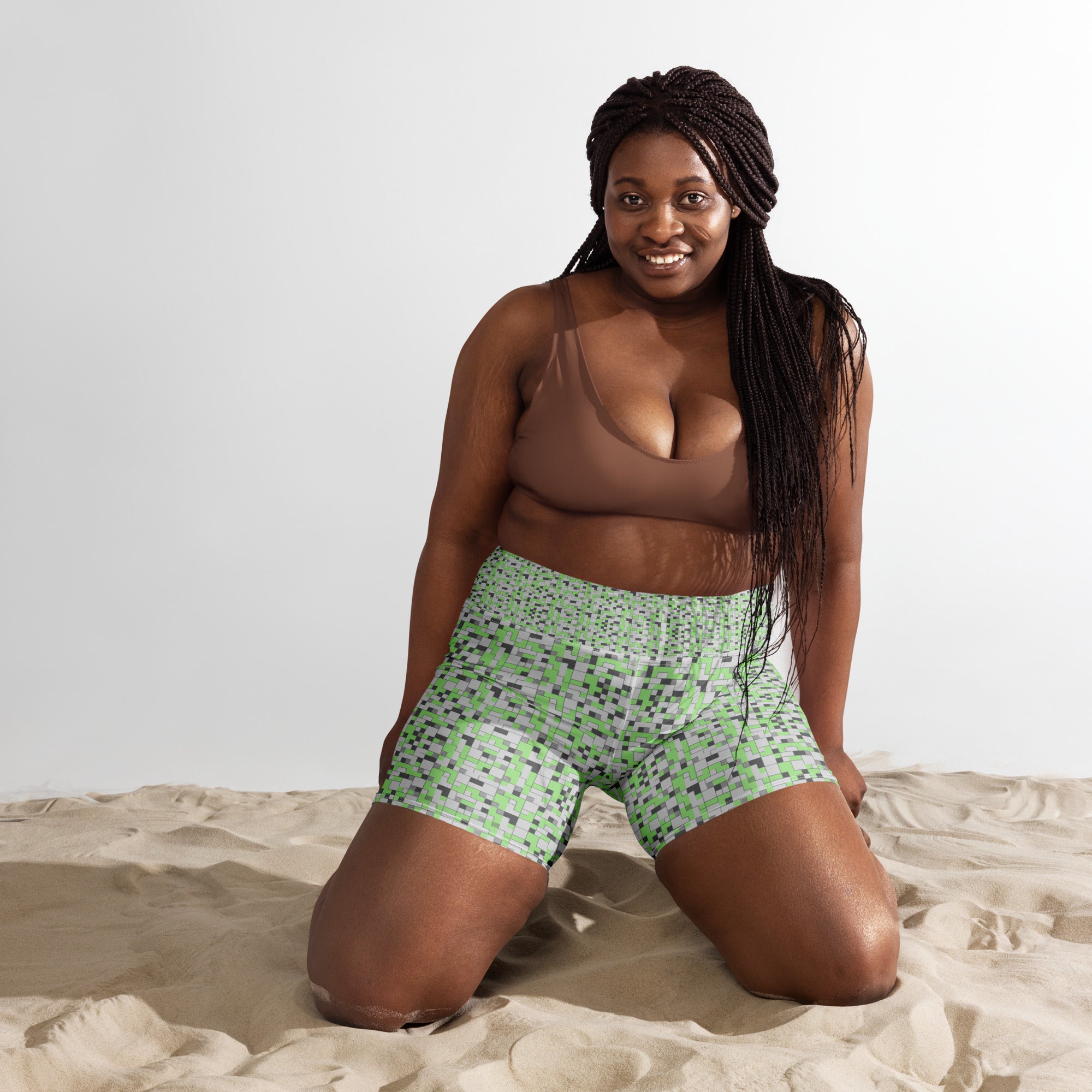 Small Blocks Geometric Yoga Shorts | GearBunch
