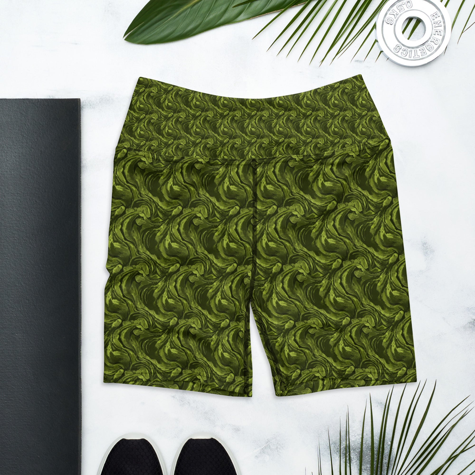 Olive Green Velvet Yoga Shorts | GearBunch