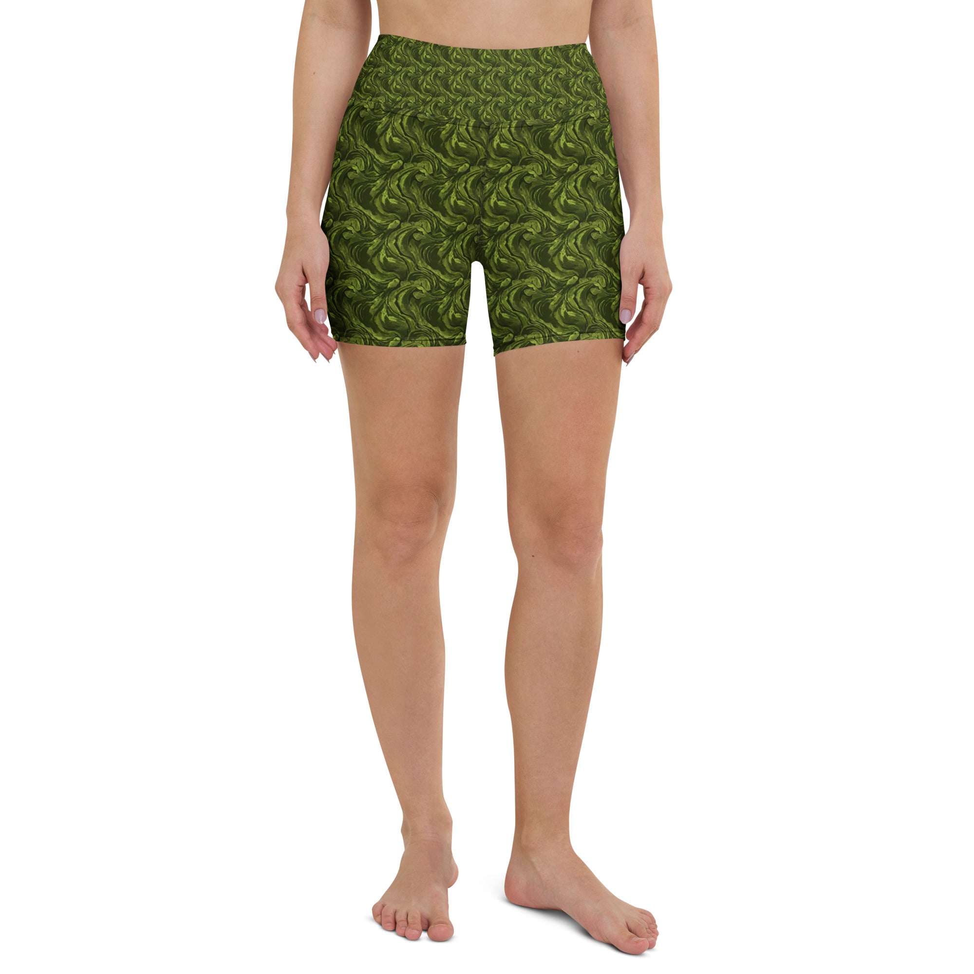Olive Green Velvet Yoga Shorts | GearBunch