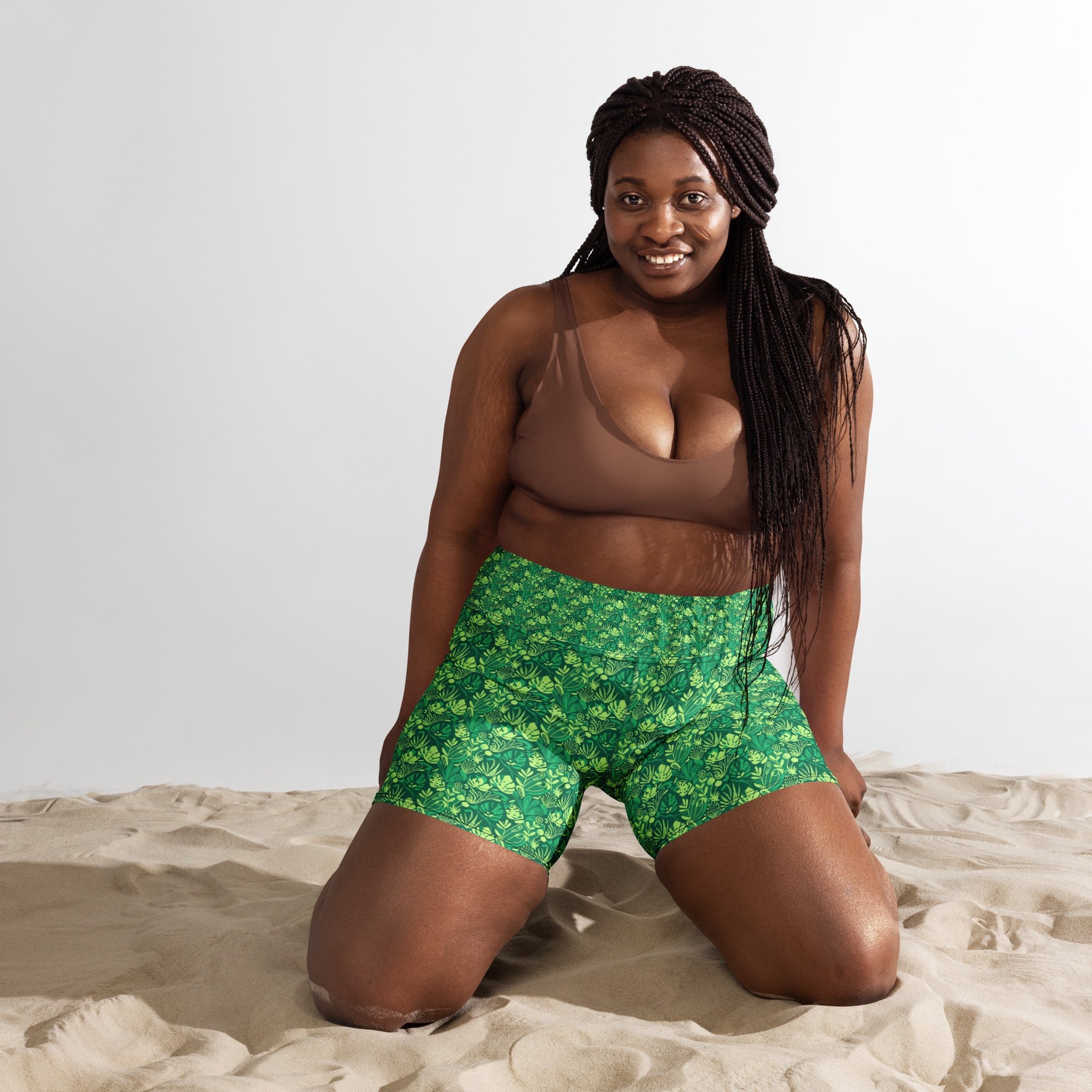 Minimalist Plant Illustration Yoga Shorts | GearBunch