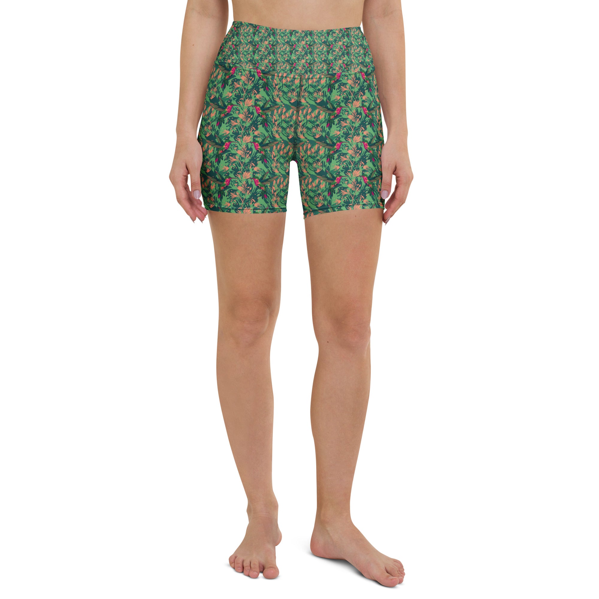 Ruby-throated Hummingbird Yoga Shorts | GearBunch