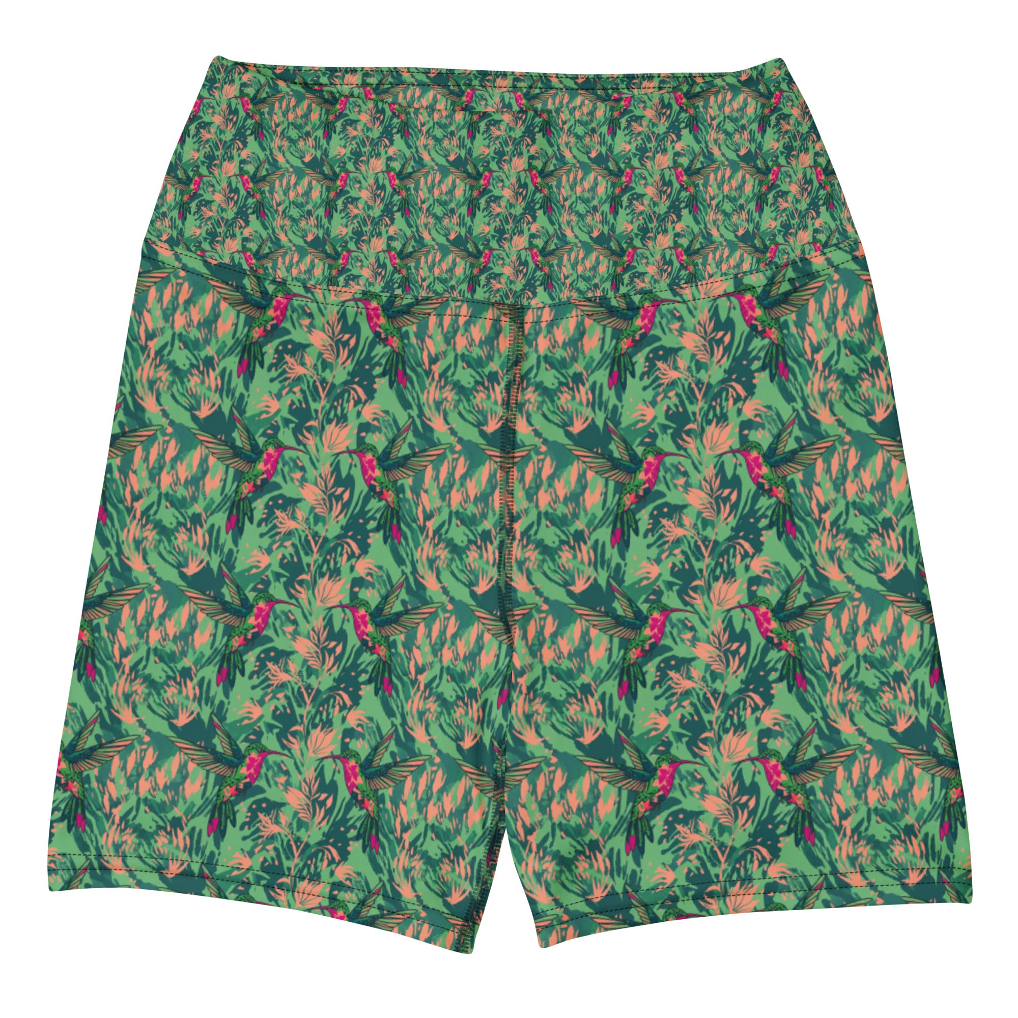 Ruby-throated Hummingbird Yoga Shorts | GearBunch