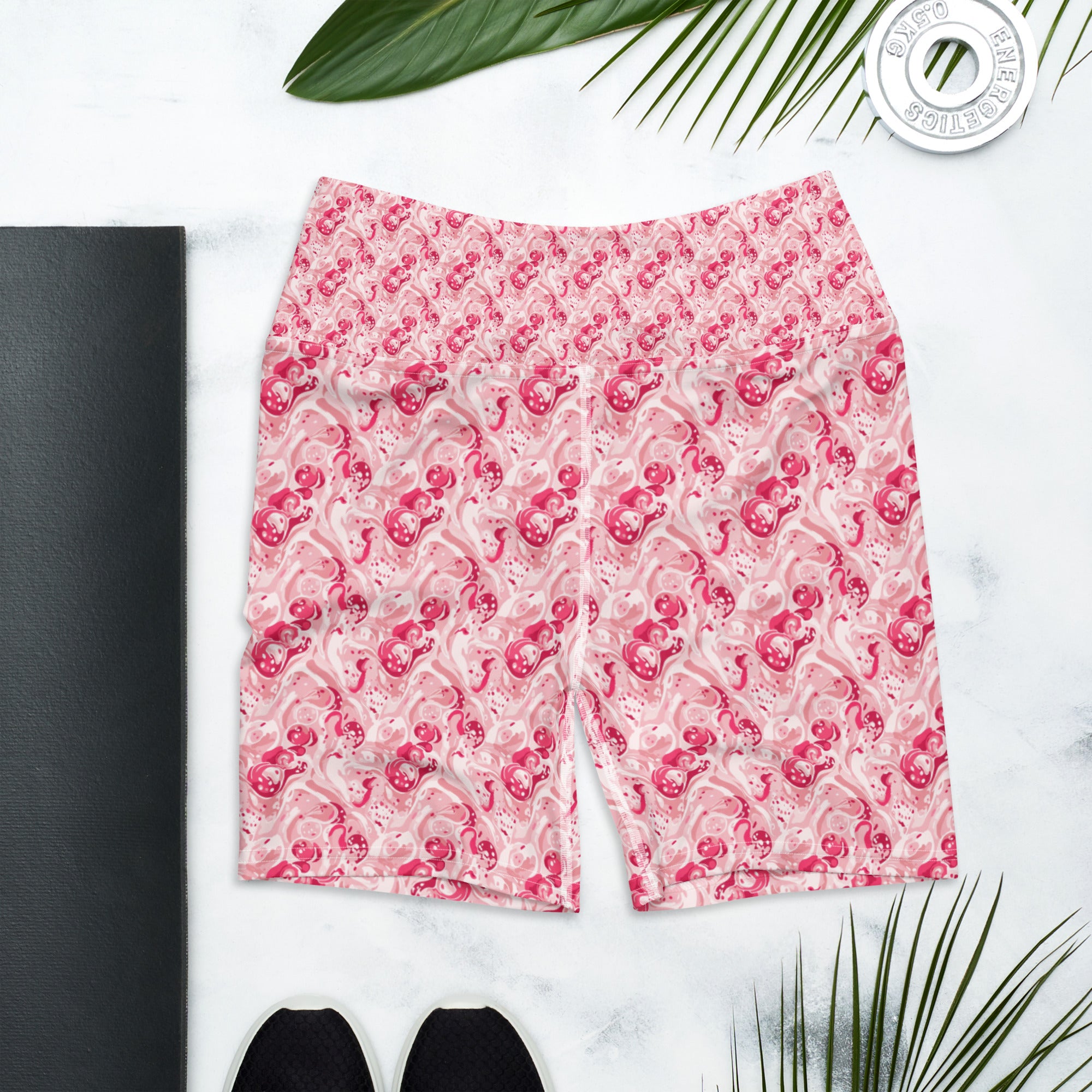 Cherry Strawberry Cream Yoga Shorts | GearBunch