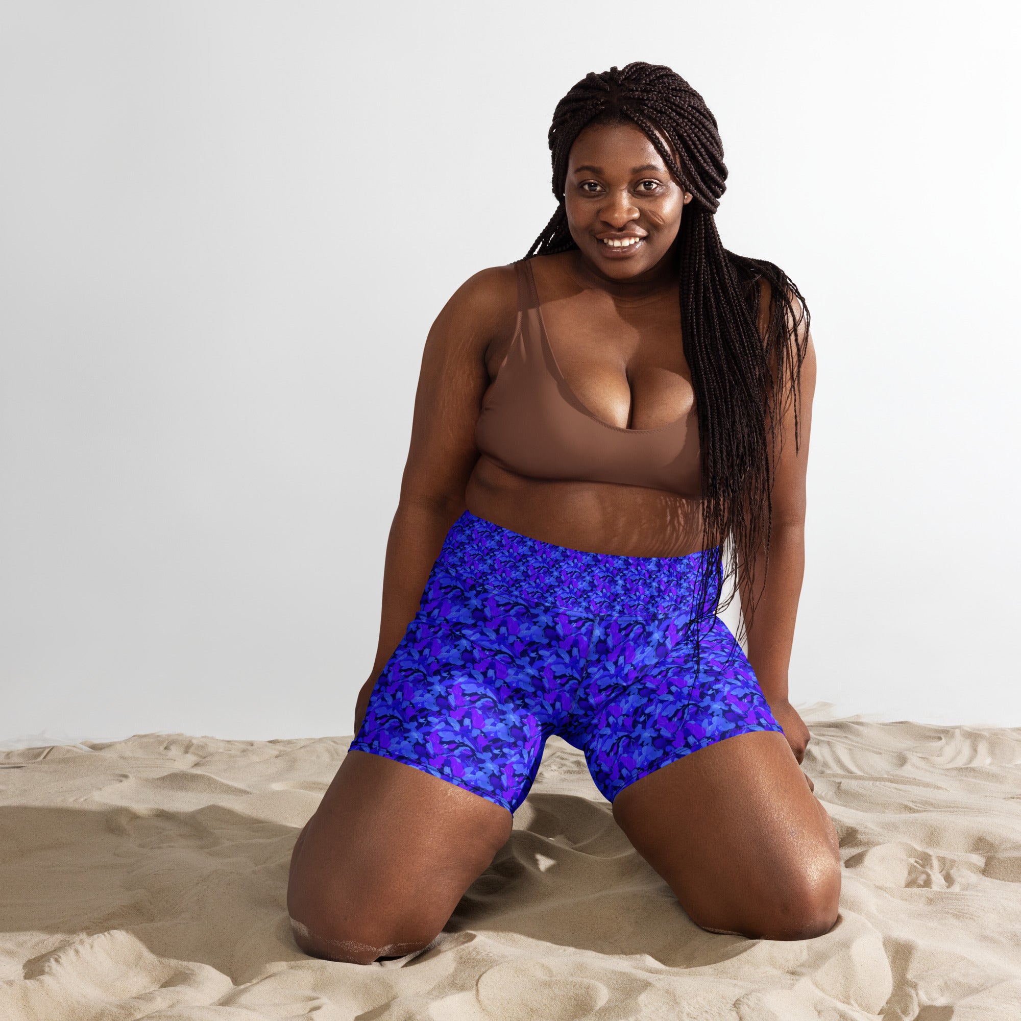 Touching Distance Abstract Yoga Shorts | GearBunch