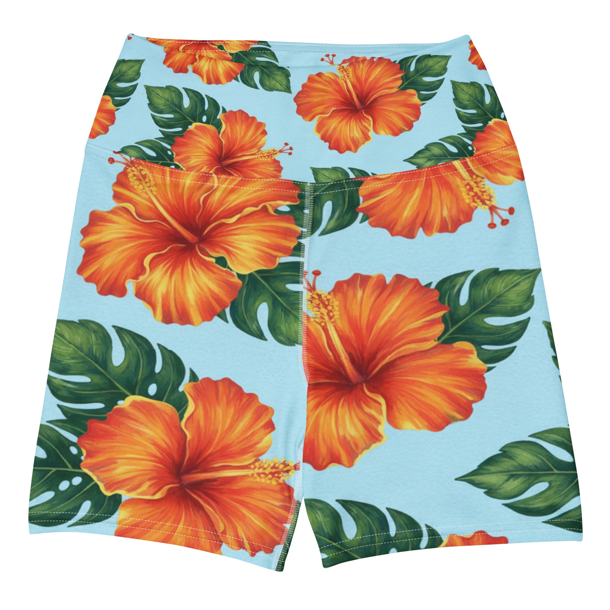 Tropical Hibiscus Bloom Yoga Shorts | GearBunch