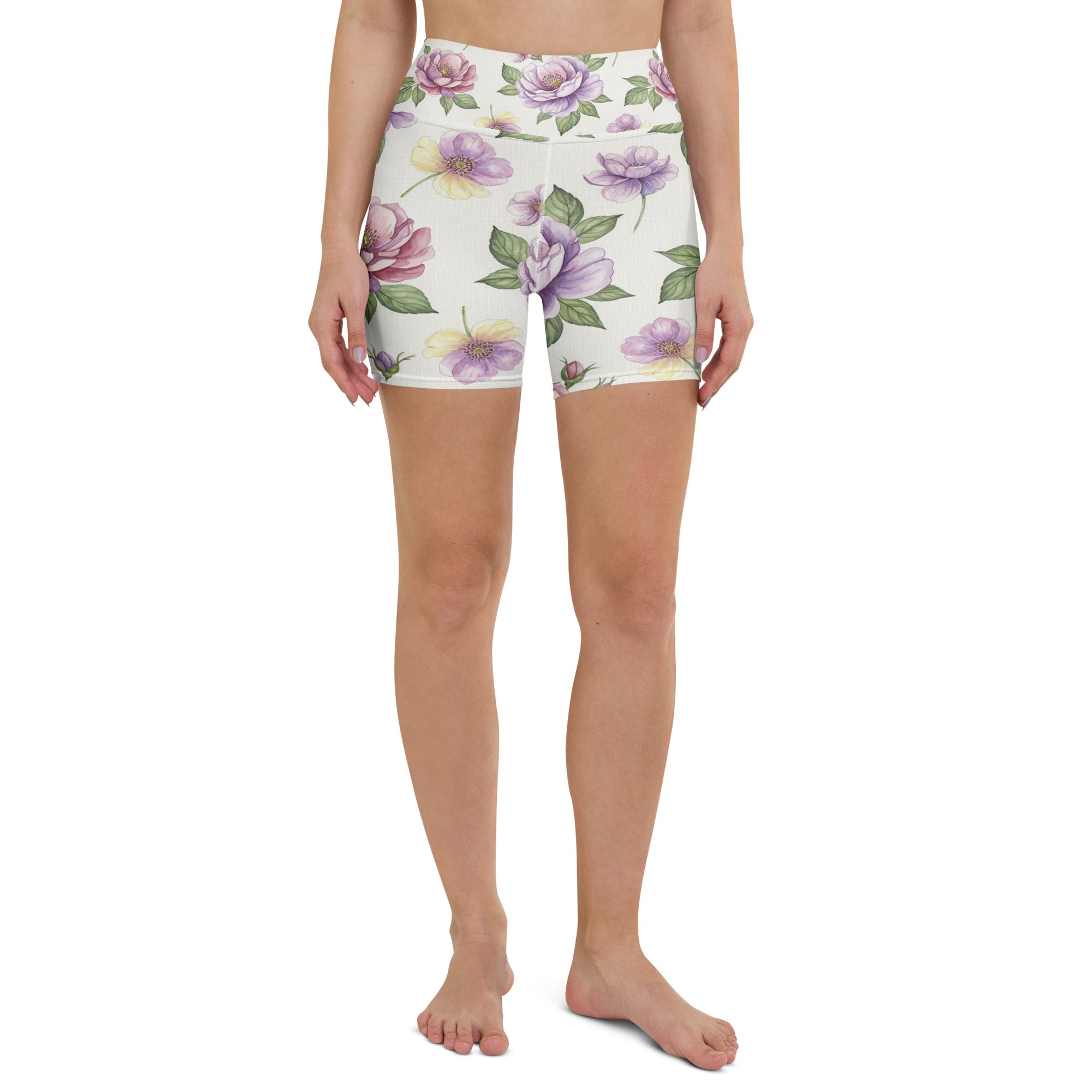 Watercolour Wildflowers Yoga Shorts | GearBunch