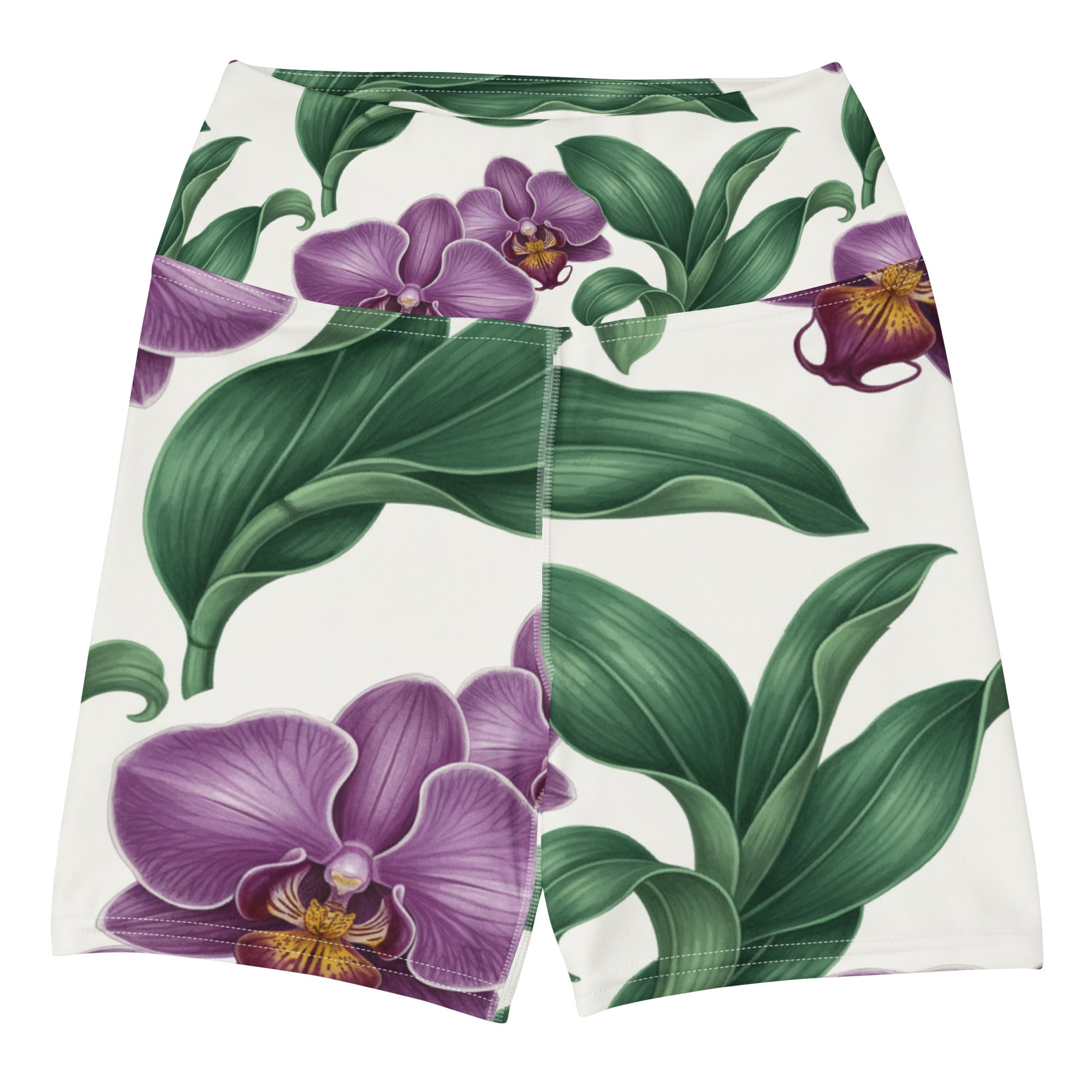 Vintage Botanical Orchids Yoga Shorts | GearBunch