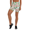 Women's cherry blossom branches printed yoga shorts front view