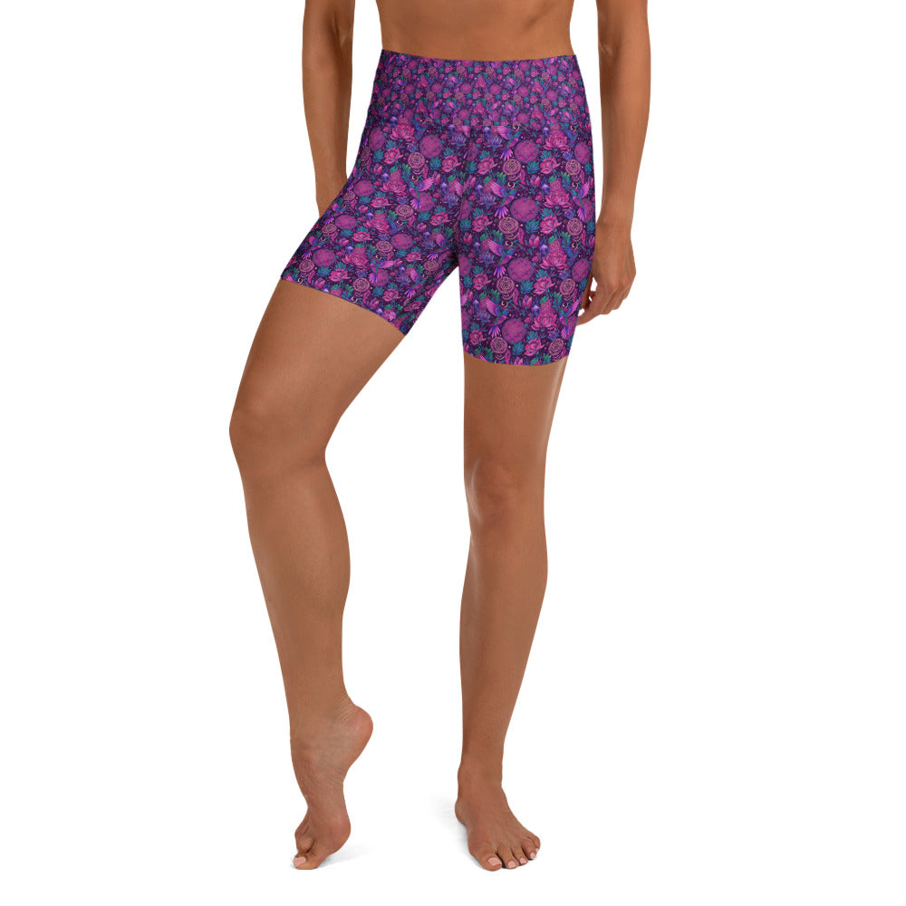 Hummingbird Divination Art Yoga Shorts | GearBunch