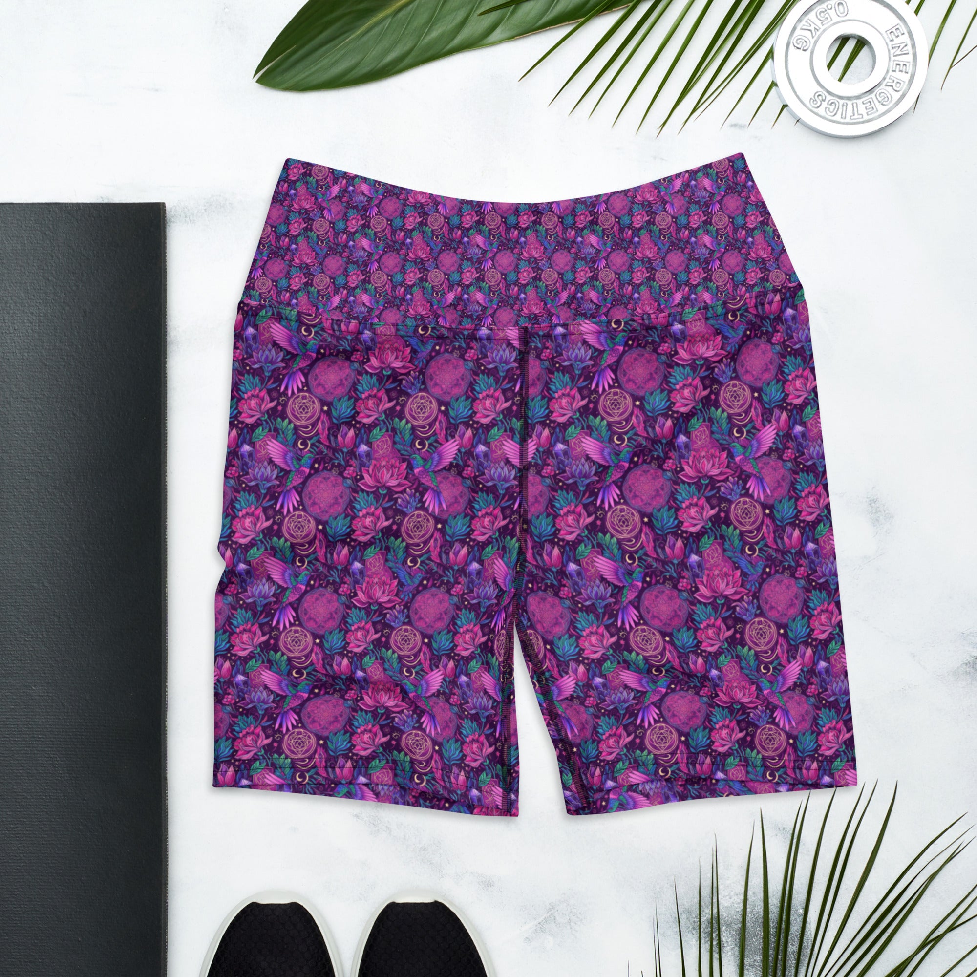 Hummingbird Divination Art Yoga Shorts | GearBunch