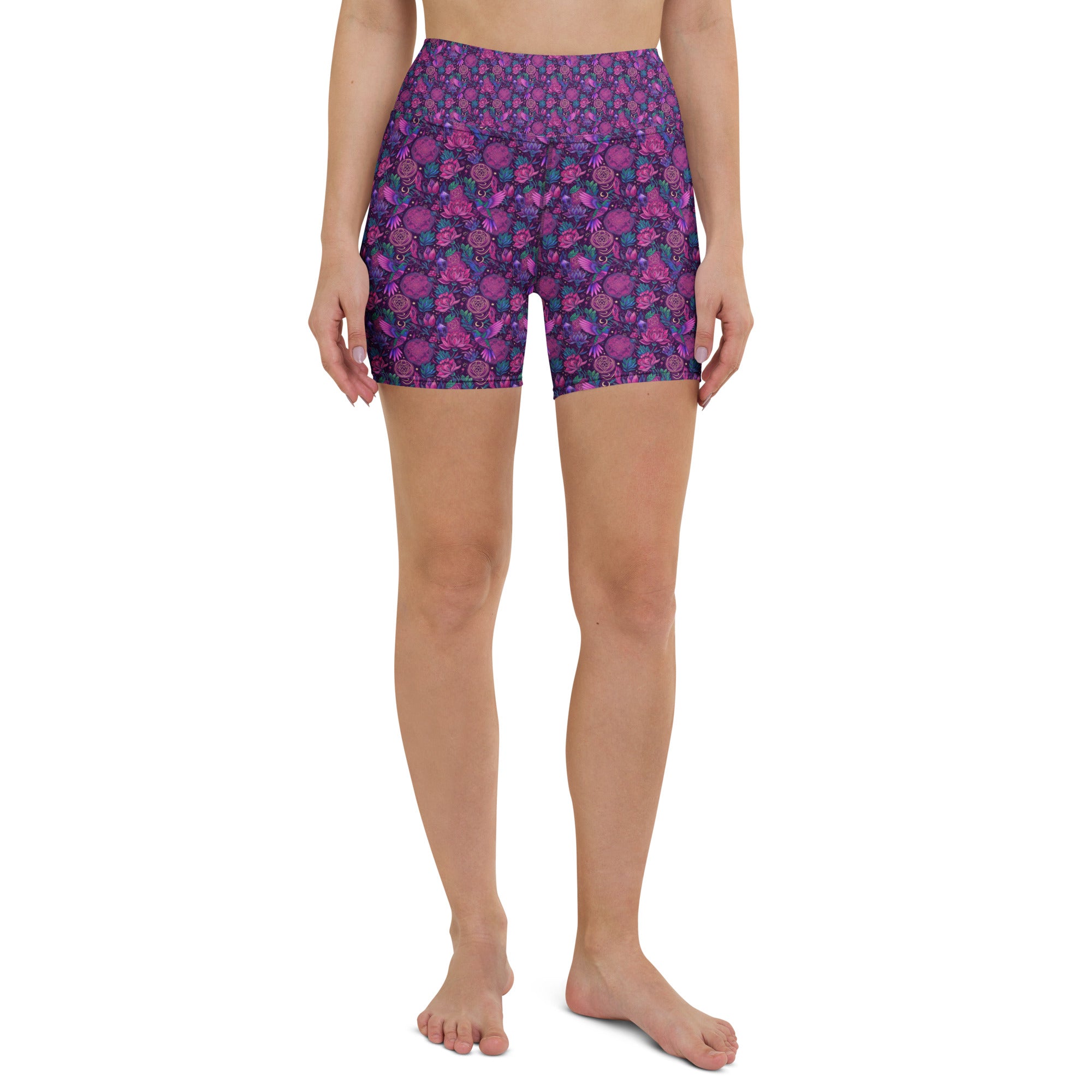 Hummingbird Divination Art Yoga Shorts | GearBunch