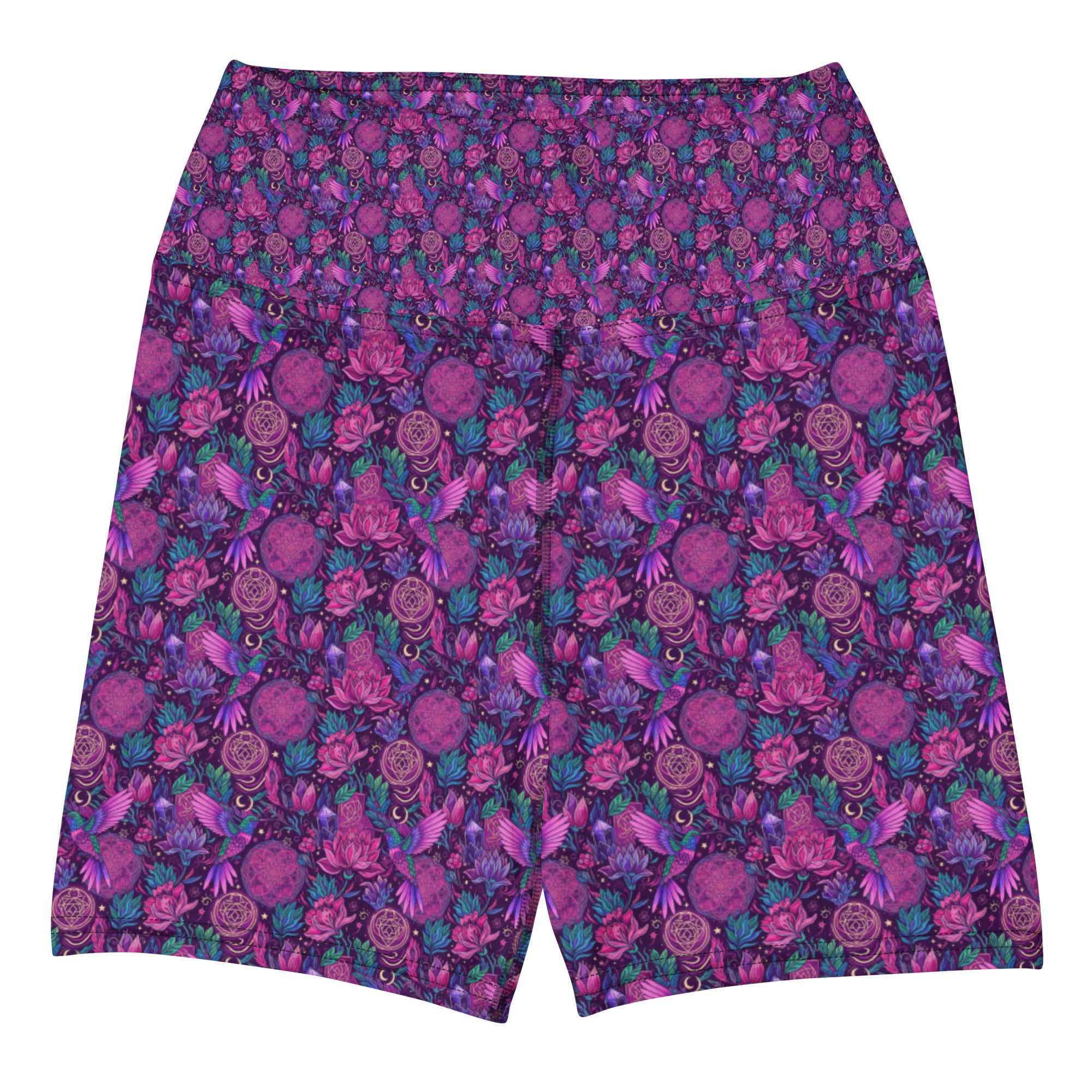 Hummingbird Divination Art Yoga Shorts | GearBunch