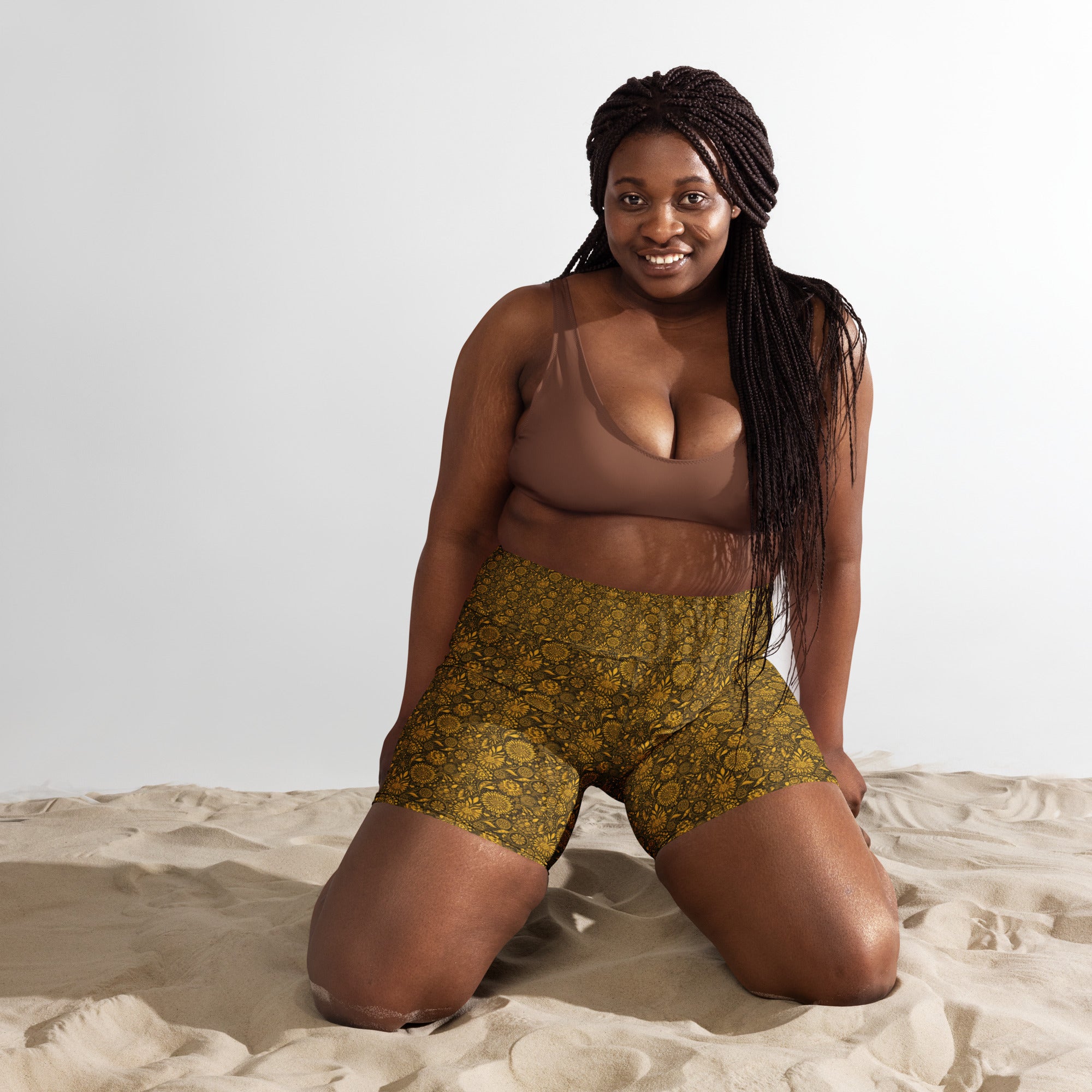 Gustav Klimt Floral Yoga Shorts | GearBunch