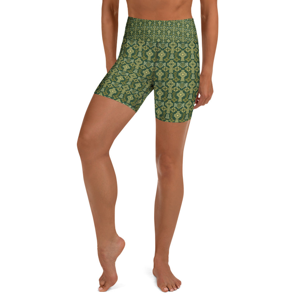 Celtic Cross Knotwork Yoga Shorts | GearBunch