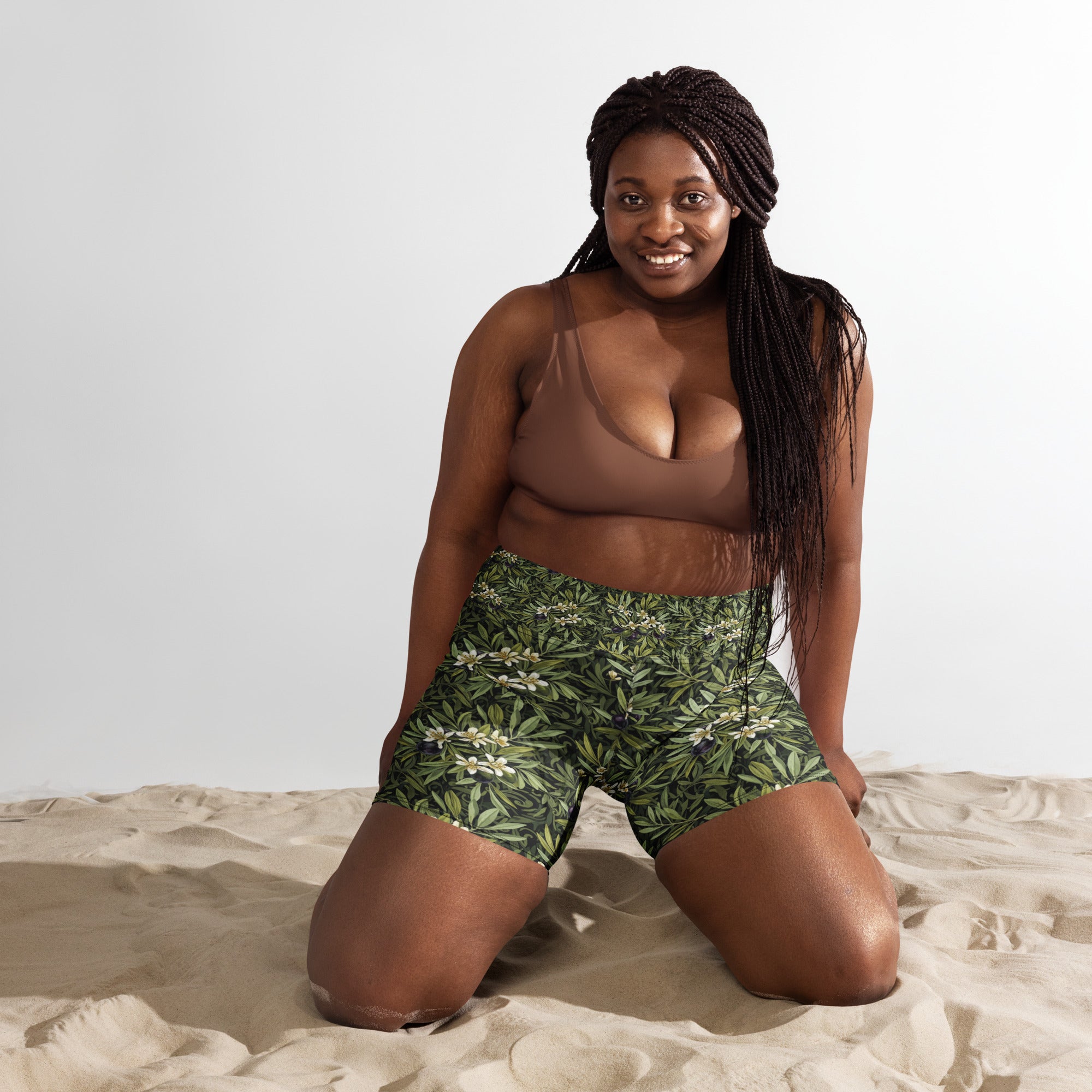 Olive Branch Botanical Yoga Shorts | GearBunch