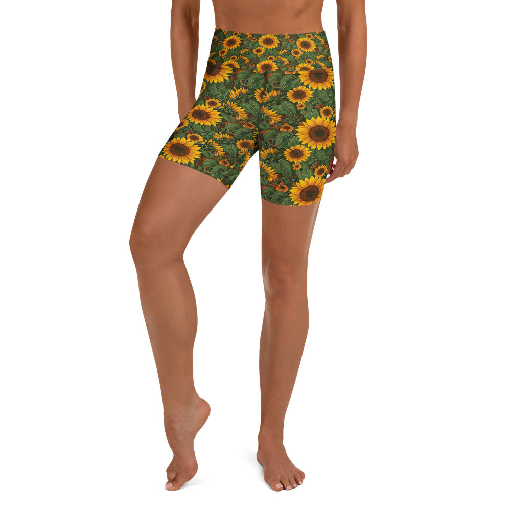 Sunflower Cross Yoga Shorts | GearBunch
