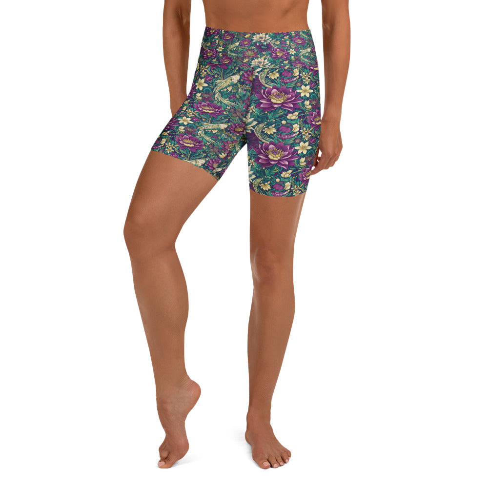 Pisces Koi Floral Yoga Shorts | GearBunch