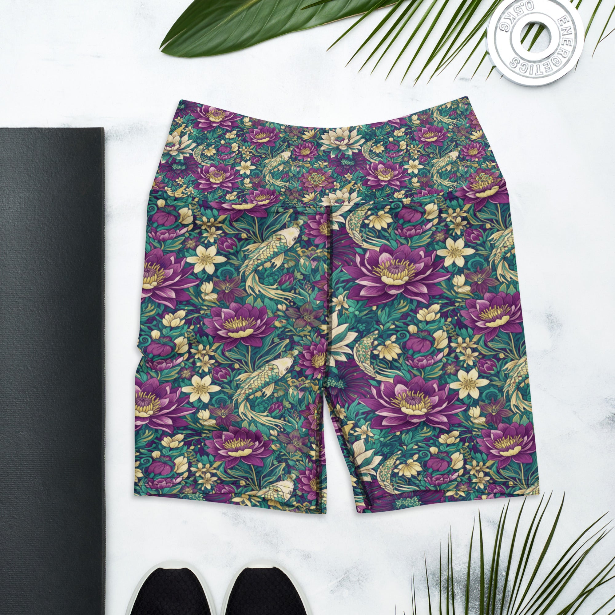 Pisces Koi Floral Yoga Shorts | GearBunch
