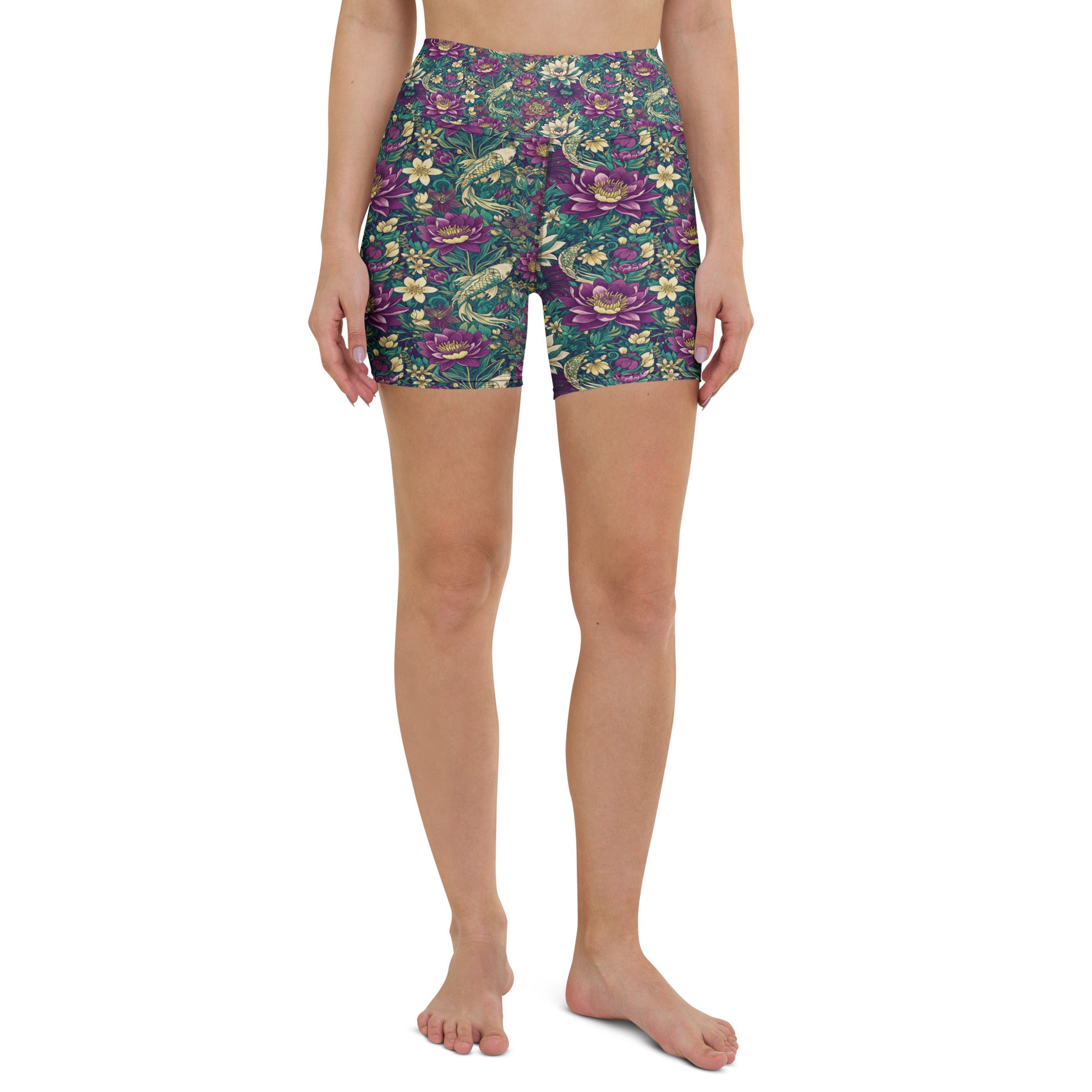 Pisces Koi Floral Yoga Shorts | GearBunch