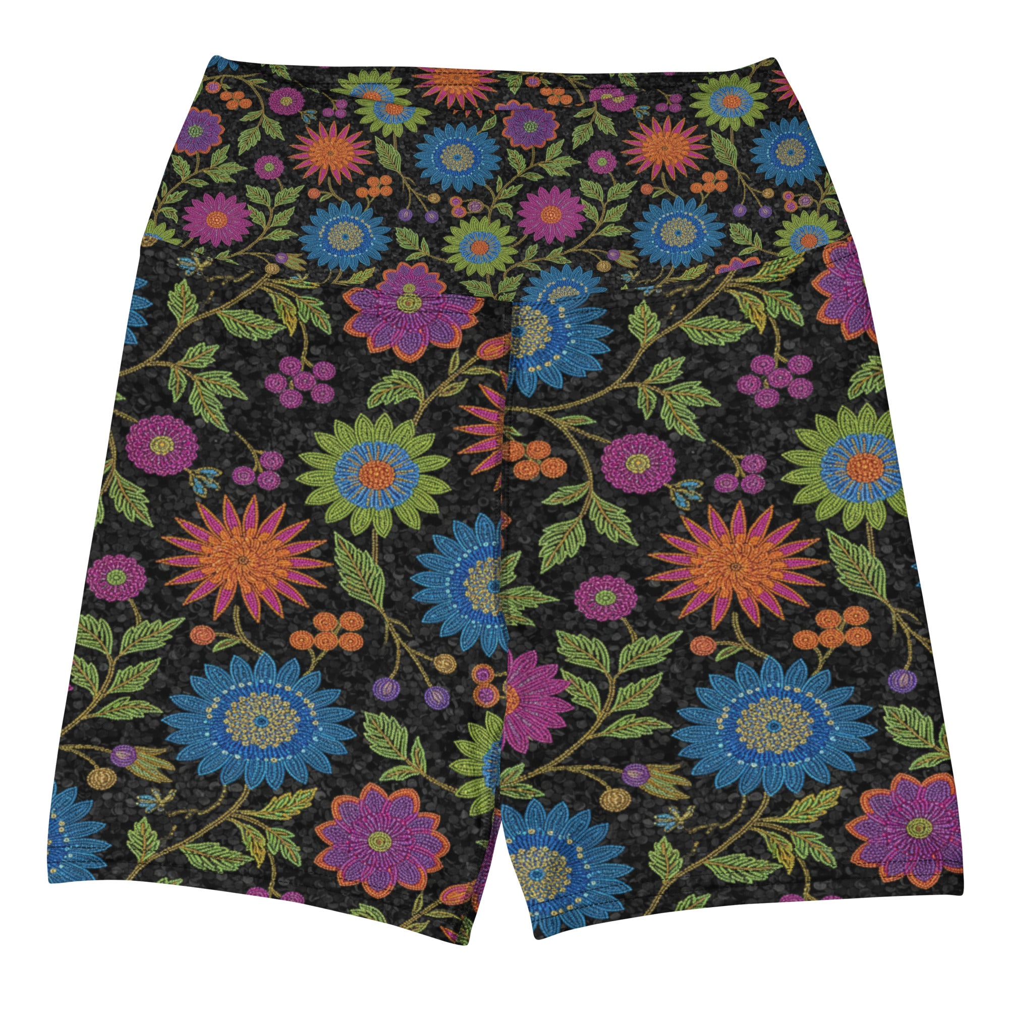 Rainbow Paillette Botanical Yoga Shorts | GearBunch