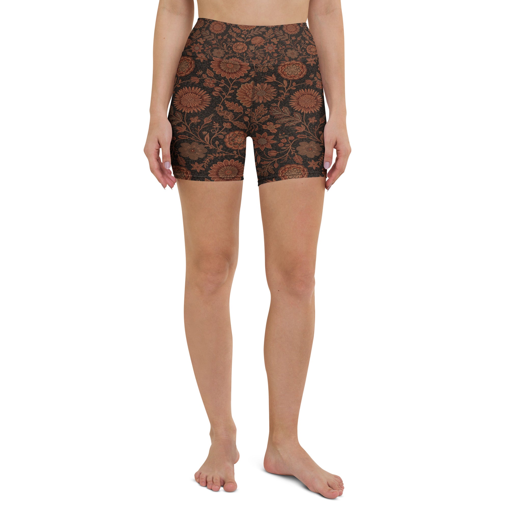 Copper Paillette Baroque Yoga Shorts | GearBunch