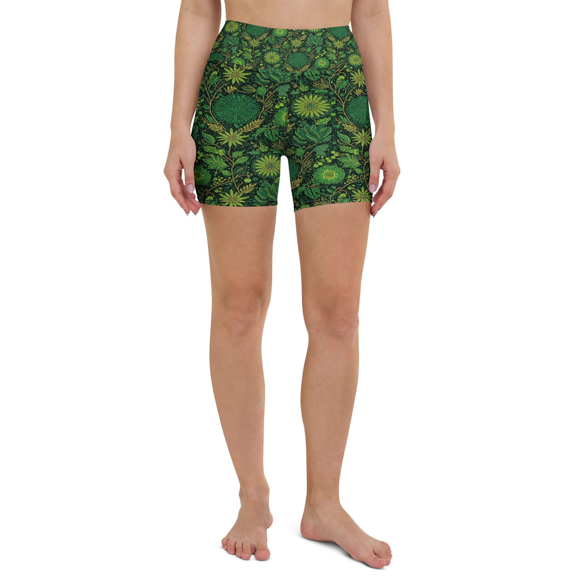 Emerald Paillette Jungle Yoga Shorts | GearBunch
