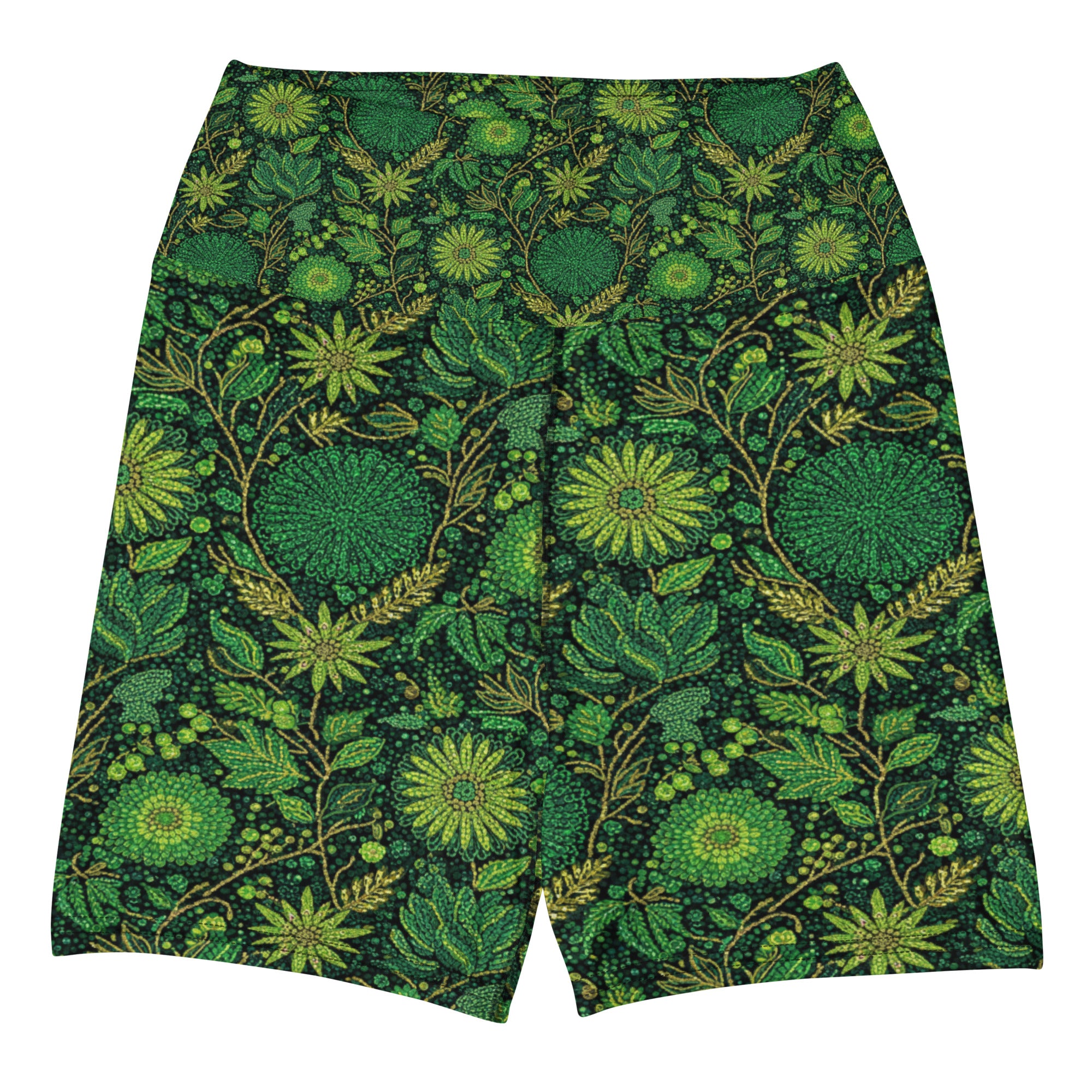Emerald Paillette Jungle Yoga Shorts | GearBunch