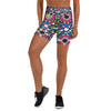 Women's zellige electric neon yoga shorts front view