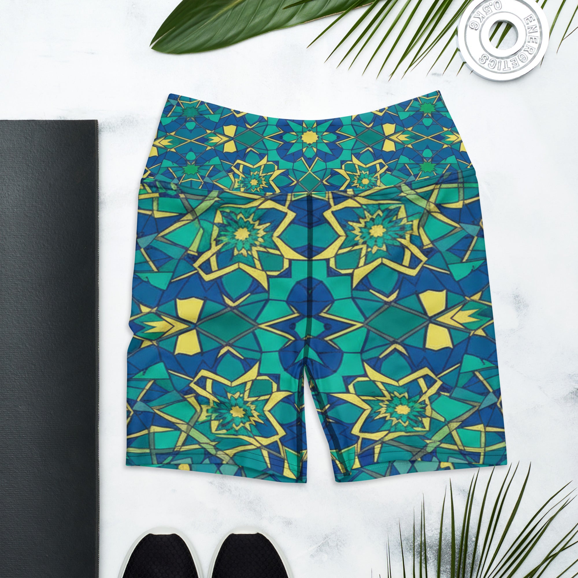 Zellige Peacock Yoga Shorts | GearBunch