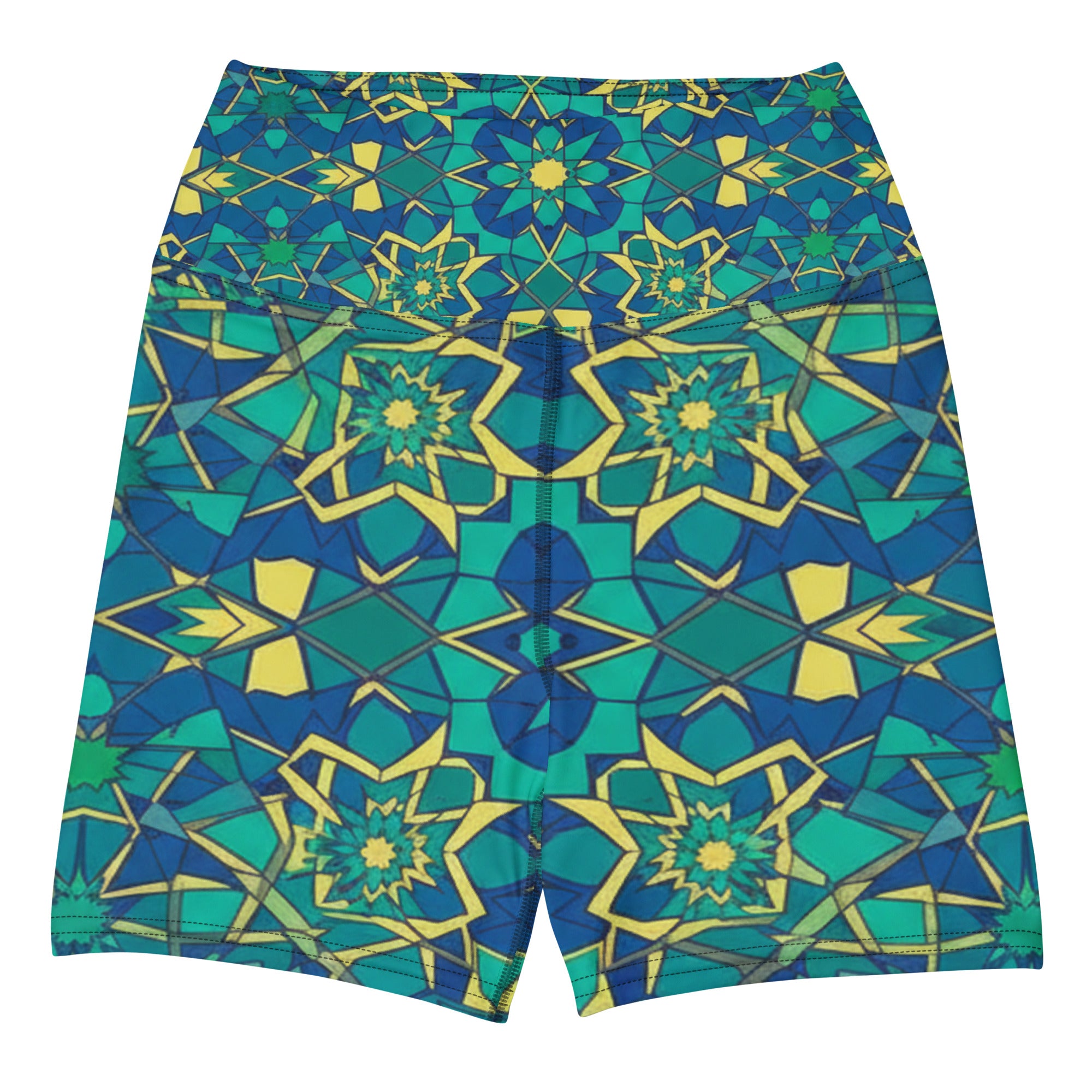 Zellige Peacock Yoga Shorts | GearBunch